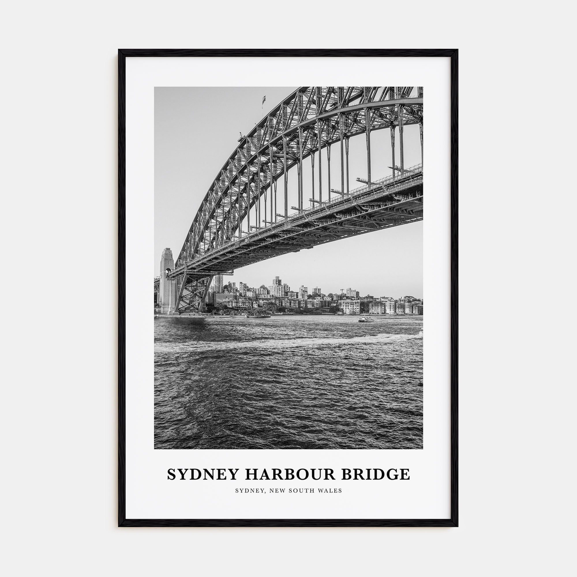 Sydney Harbour Bridge Portrait B&W Poster