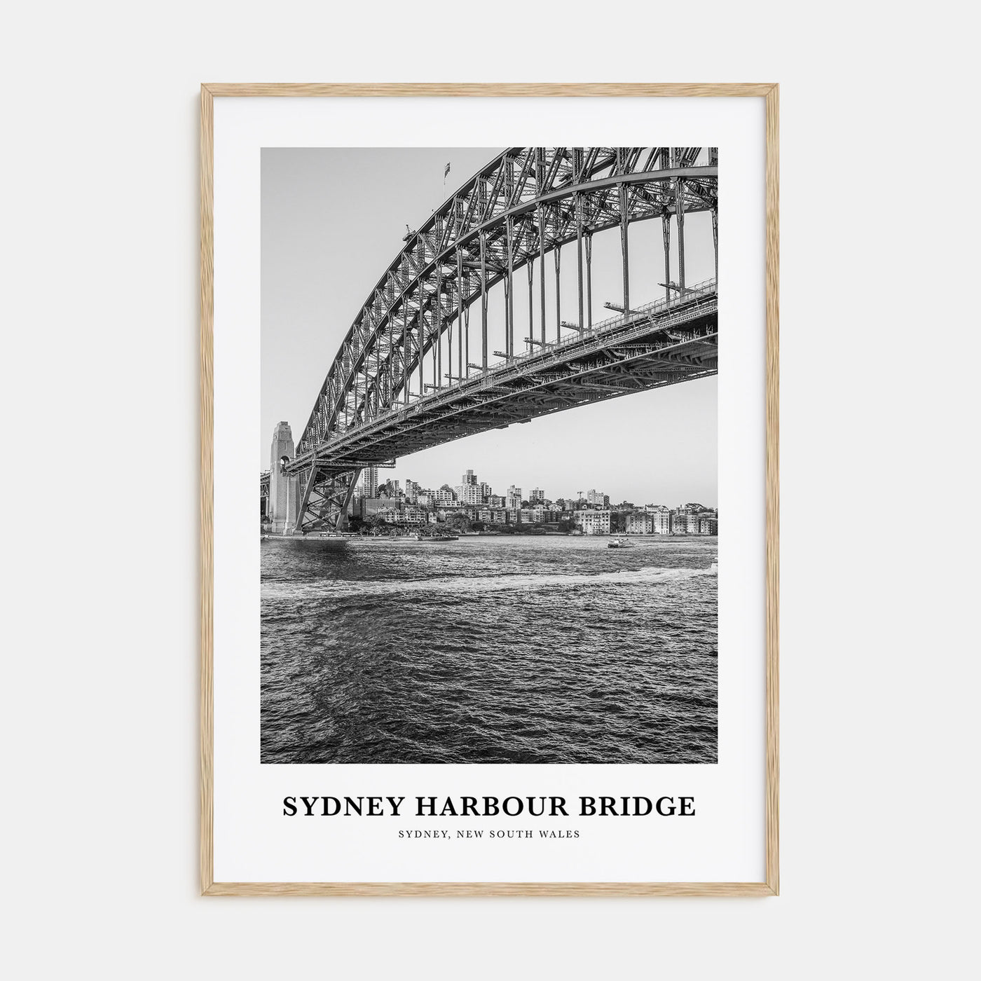 Sydney Harbour Bridge Portrait B&W Poster