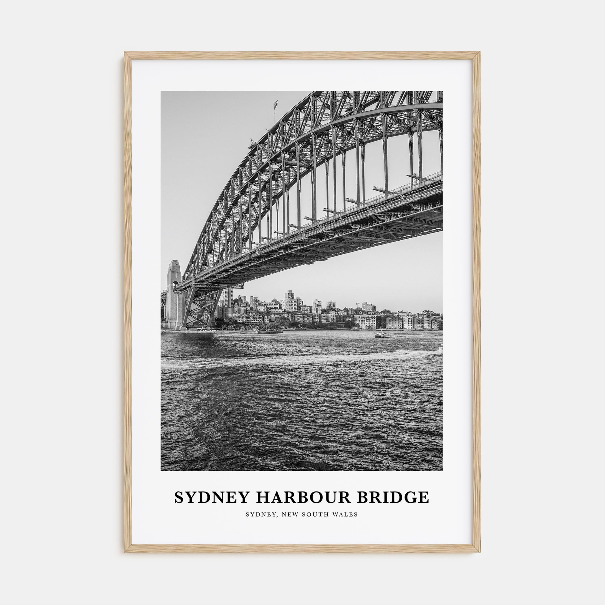 Sydney Harbour Bridge Portrait B&W Poster