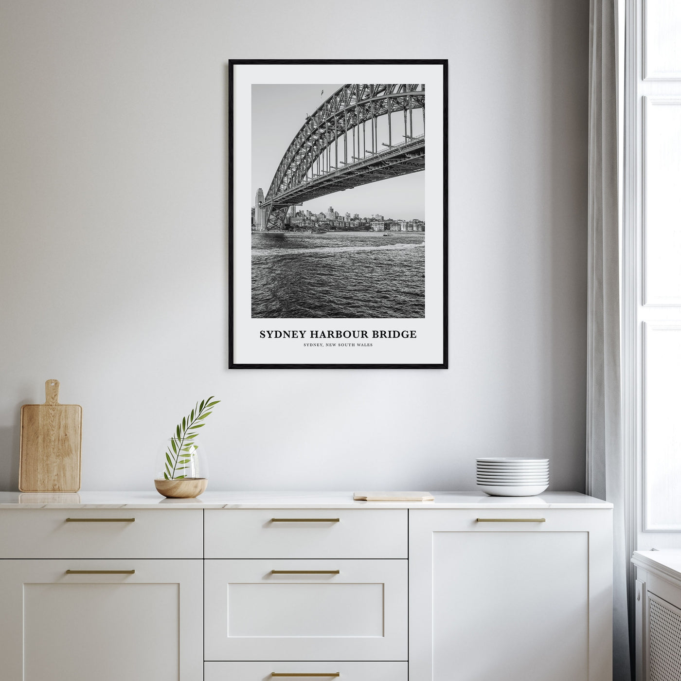 Sydney Harbour Bridge Portrait B&W Poster