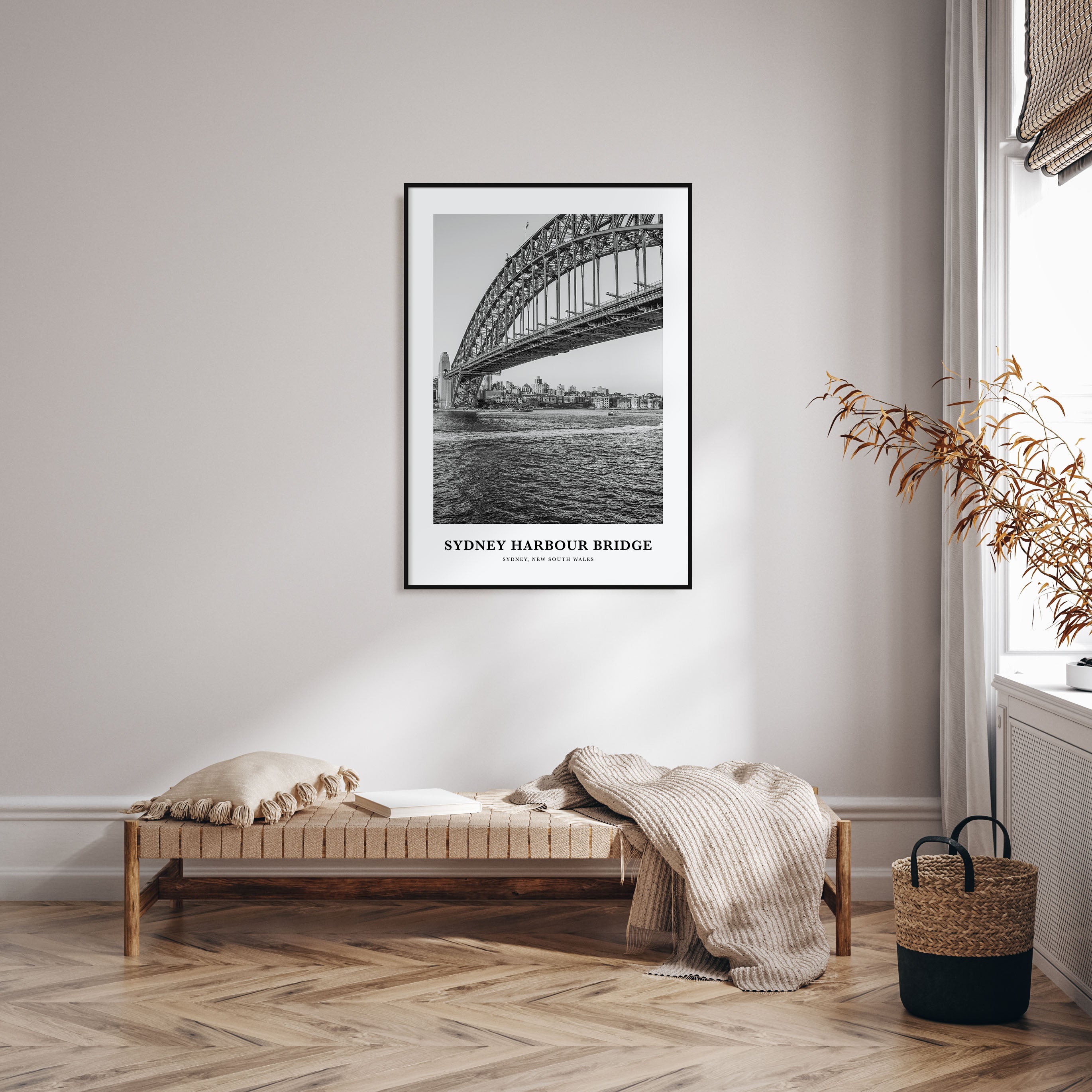 Sydney Harbour Bridge Portrait B&W Poster