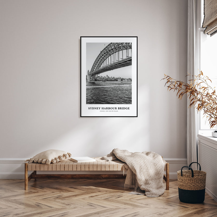 Sydney Harbour Bridge Portrait B&W Poster