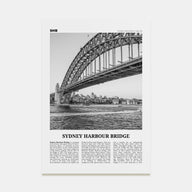 Sydney Harbour Bridge Travel B&W Poster