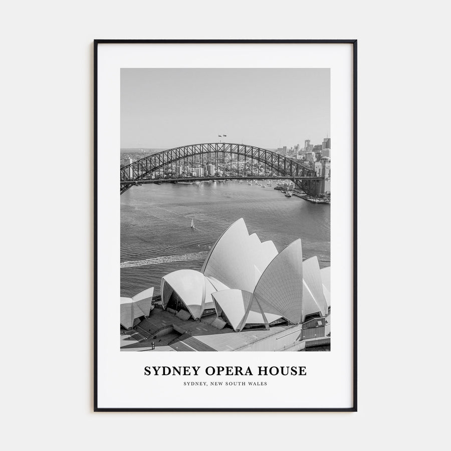 Sydney Opera House Portrait B&W Poster