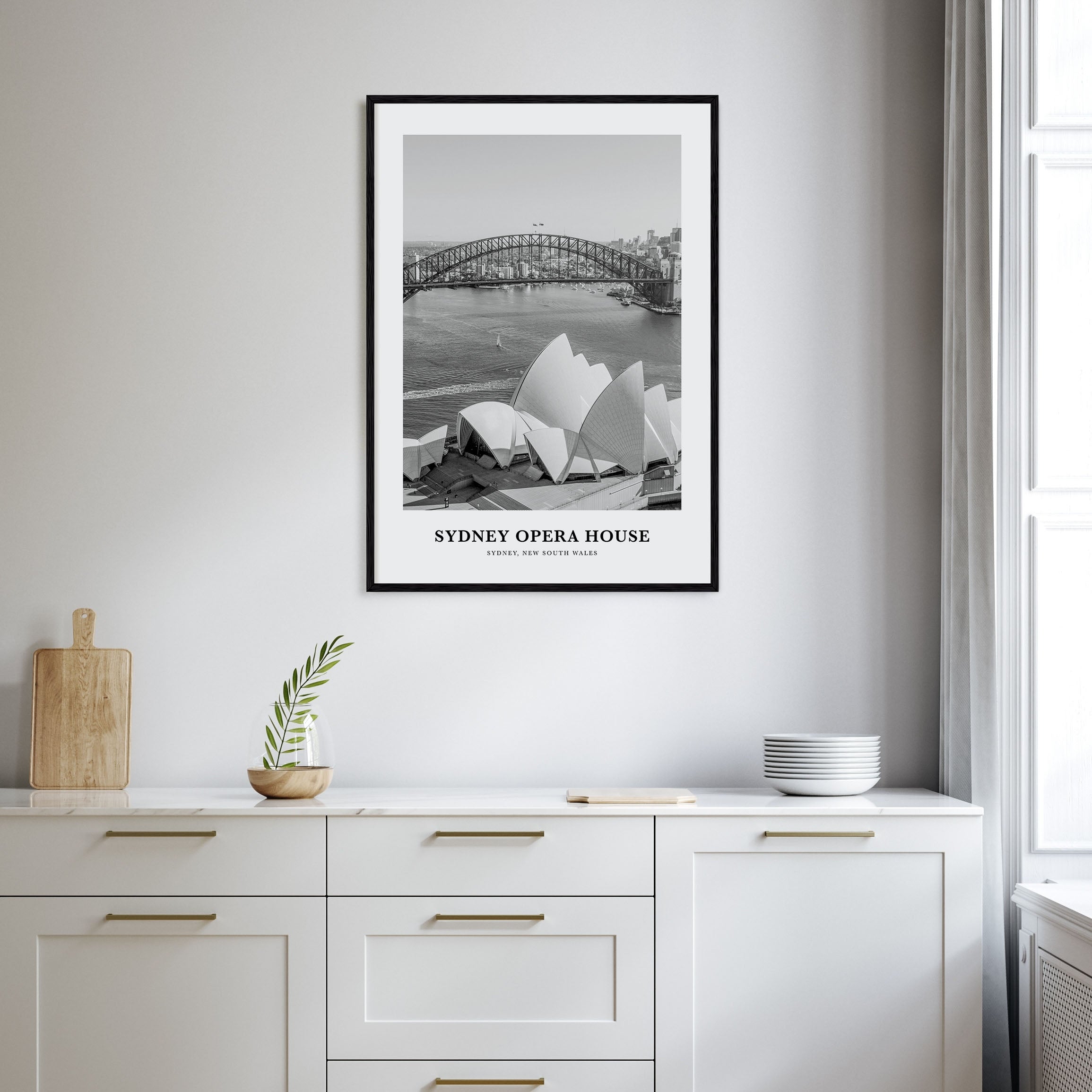 Sydney Opera House Portrait B&W Poster