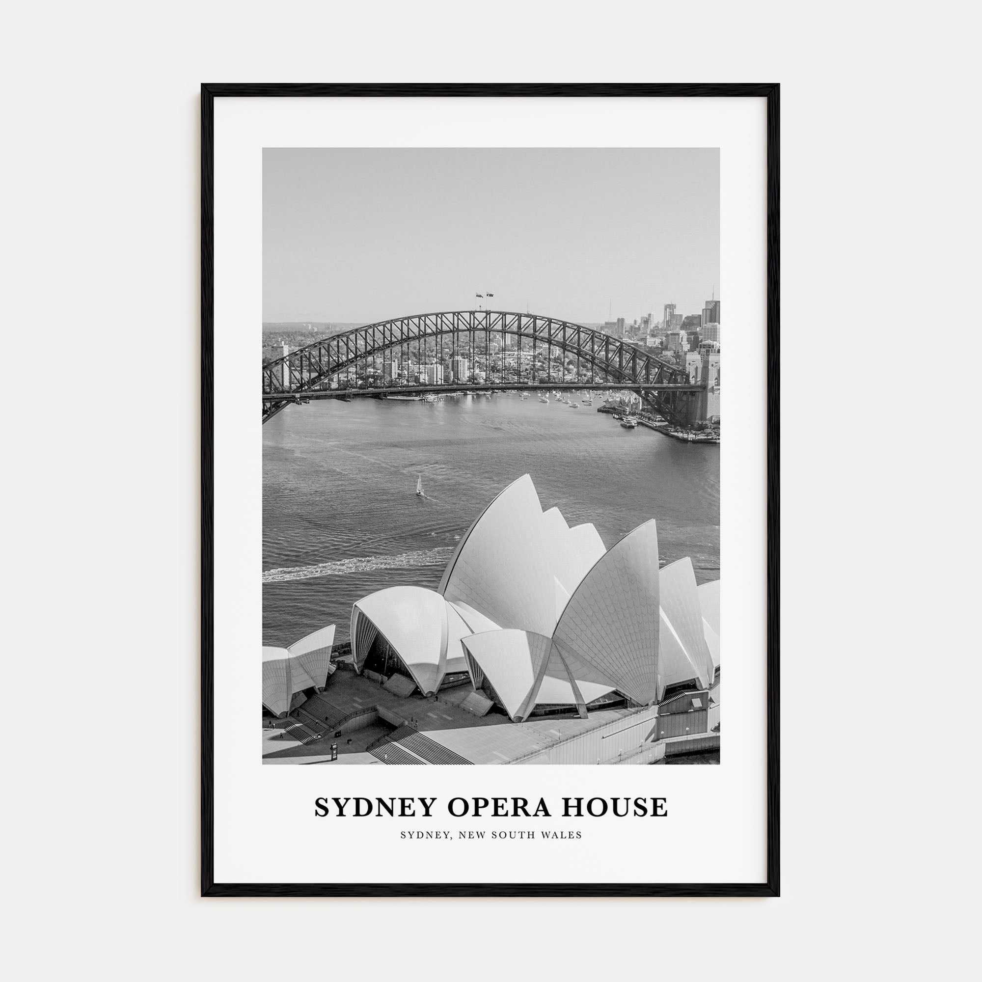 Sydney Opera House Portrait B&W Poster