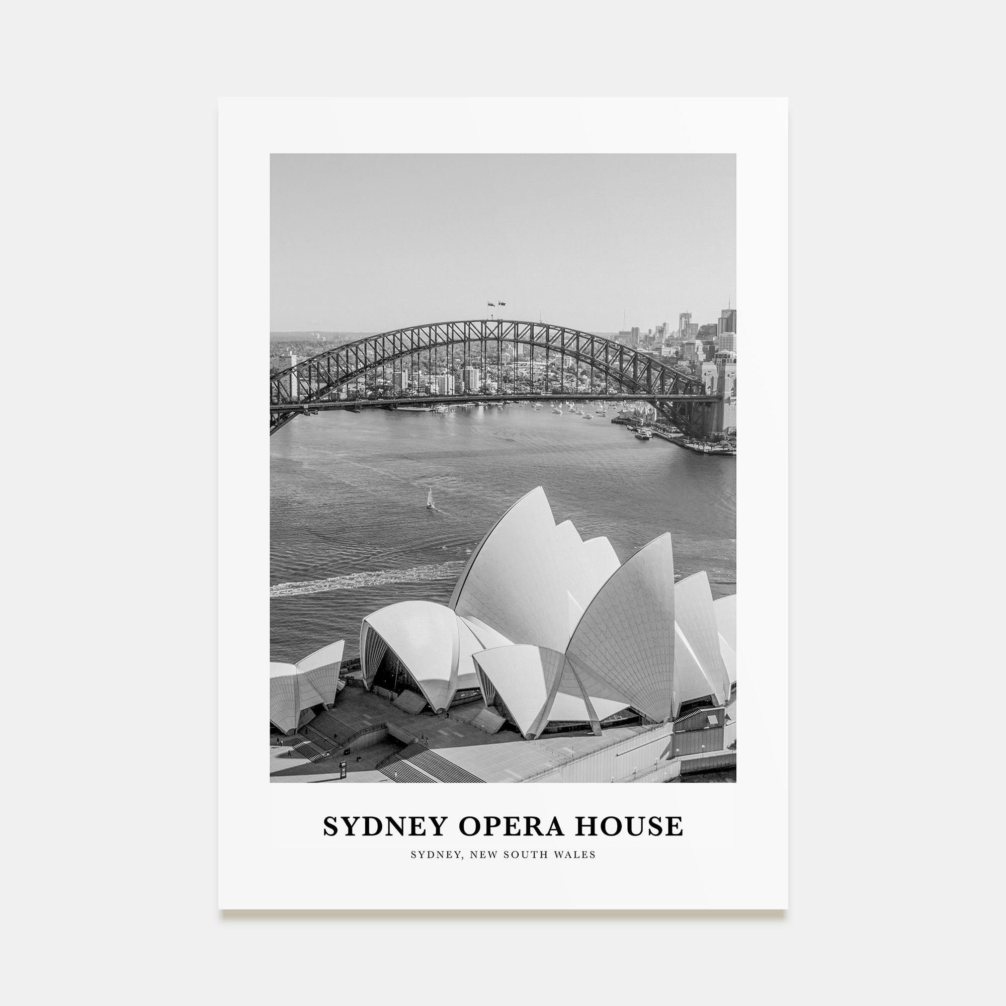 Sydney Opera House Portrait B&W Poster