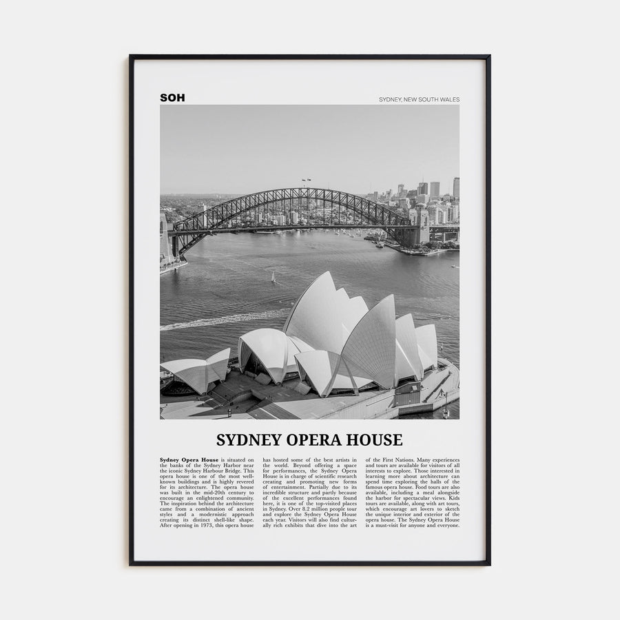 Sydney Opera House Travel B&W Poster