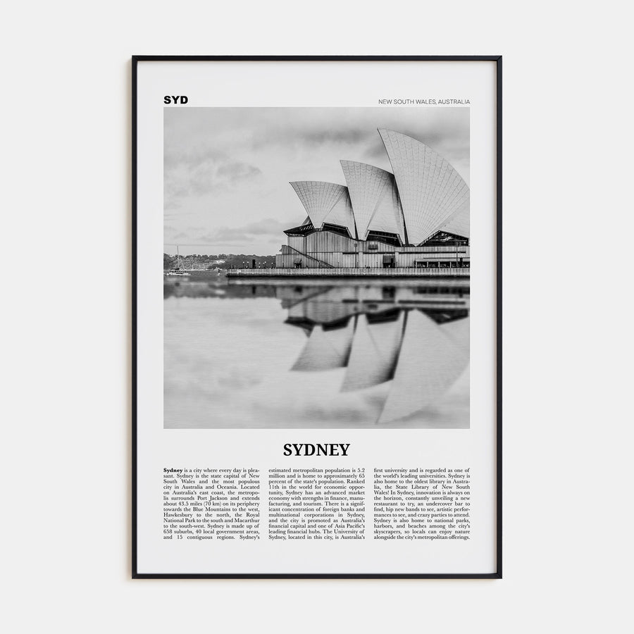 Sydney Travel B&W No 1 Poster