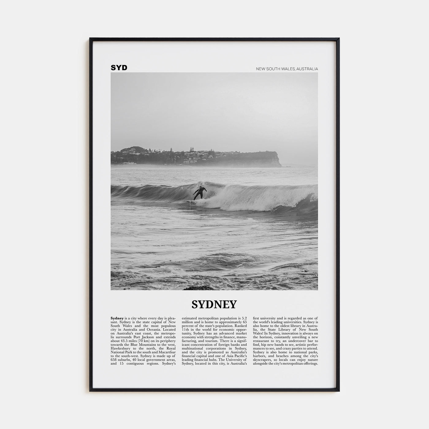 Sydney Travel B&W No 2 Poster