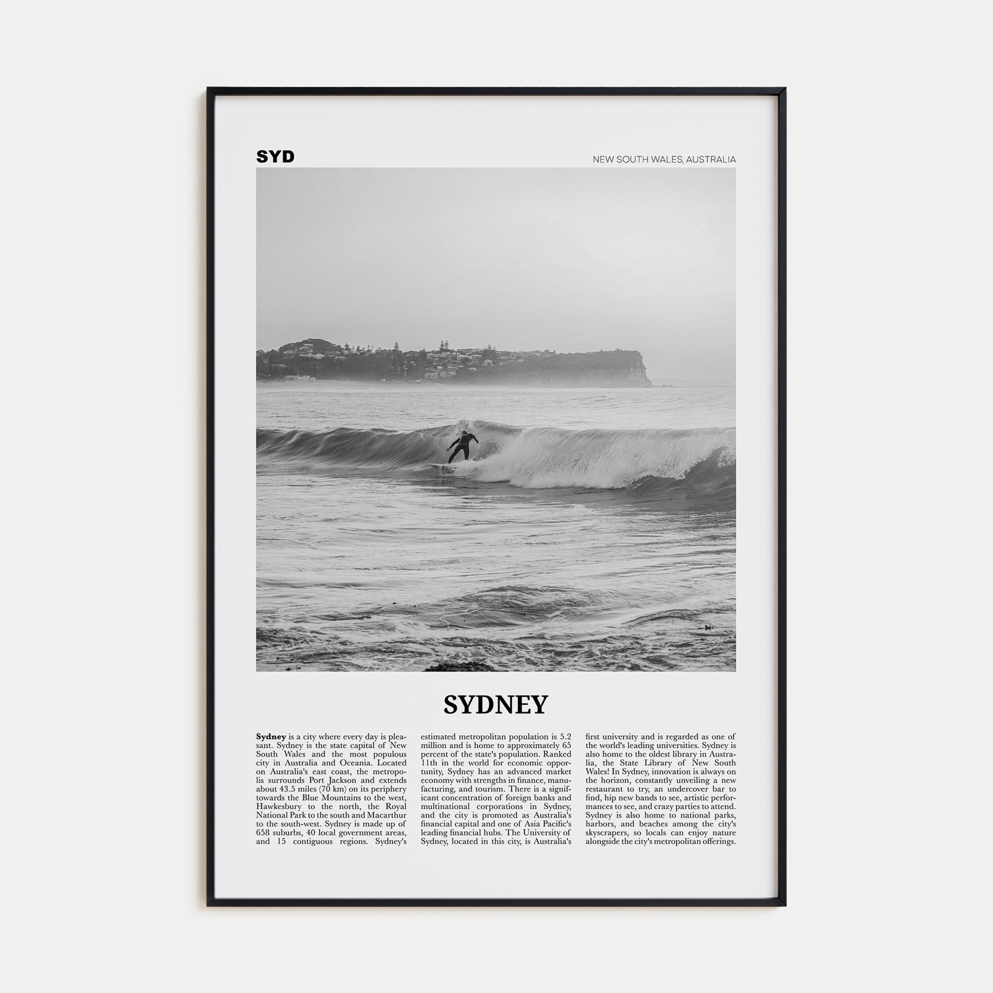 Sydney Travel B&W No 2 Poster