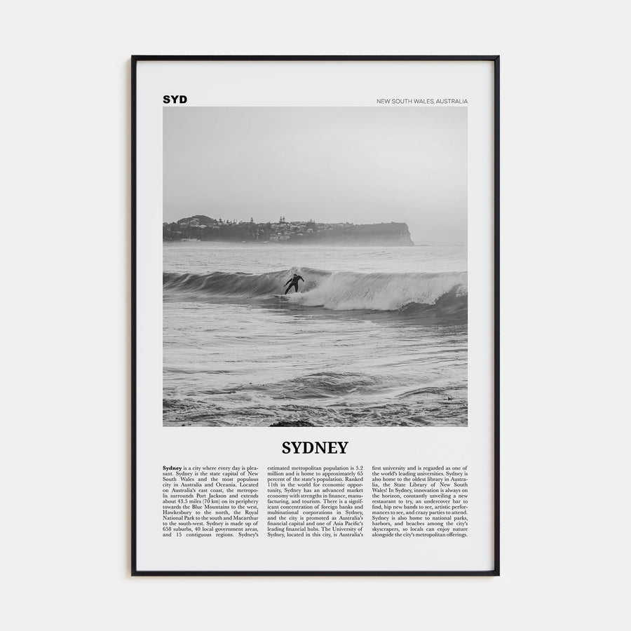 Sydney Travel B&W No 2 Poster