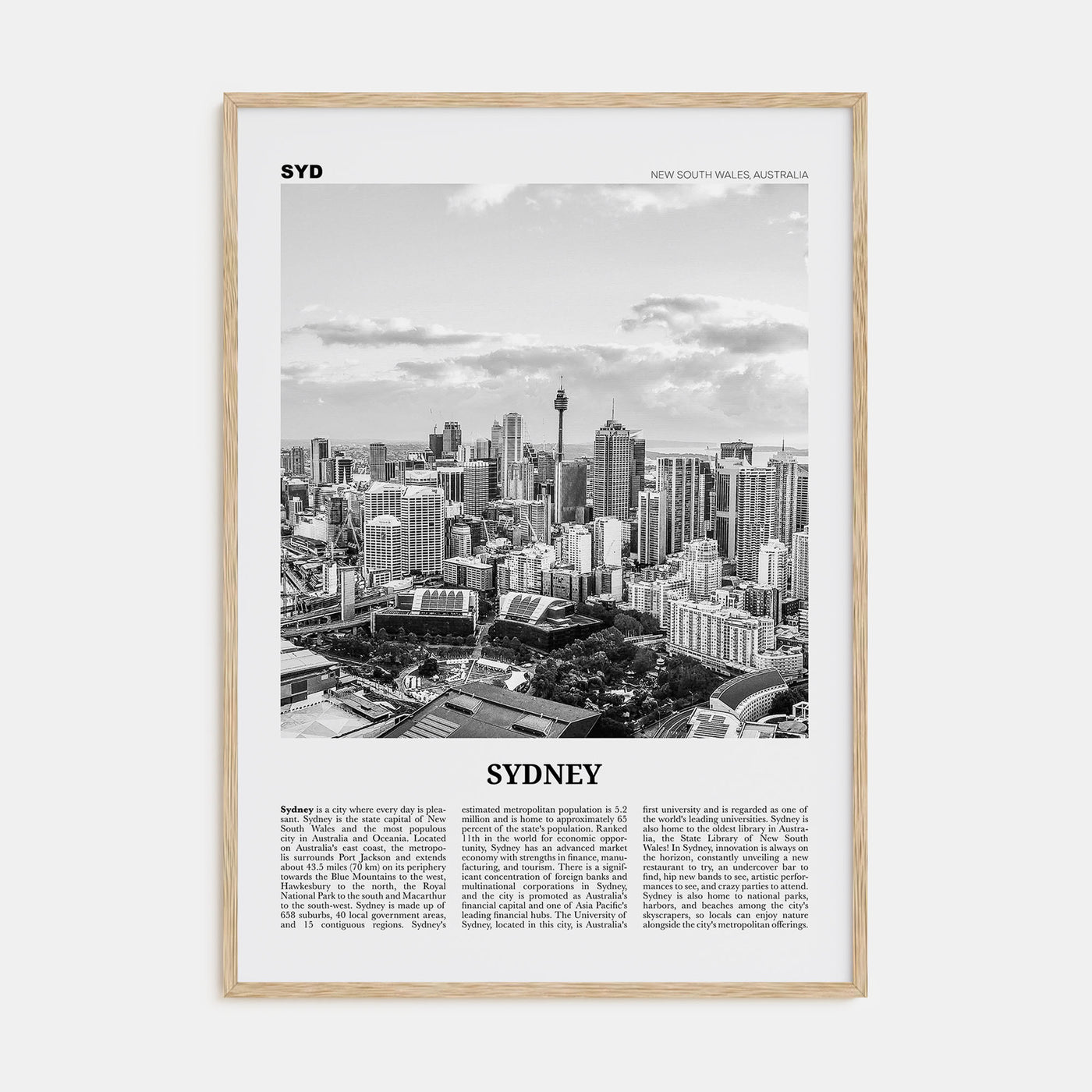 Sydney Travel B&W No 3 Poster