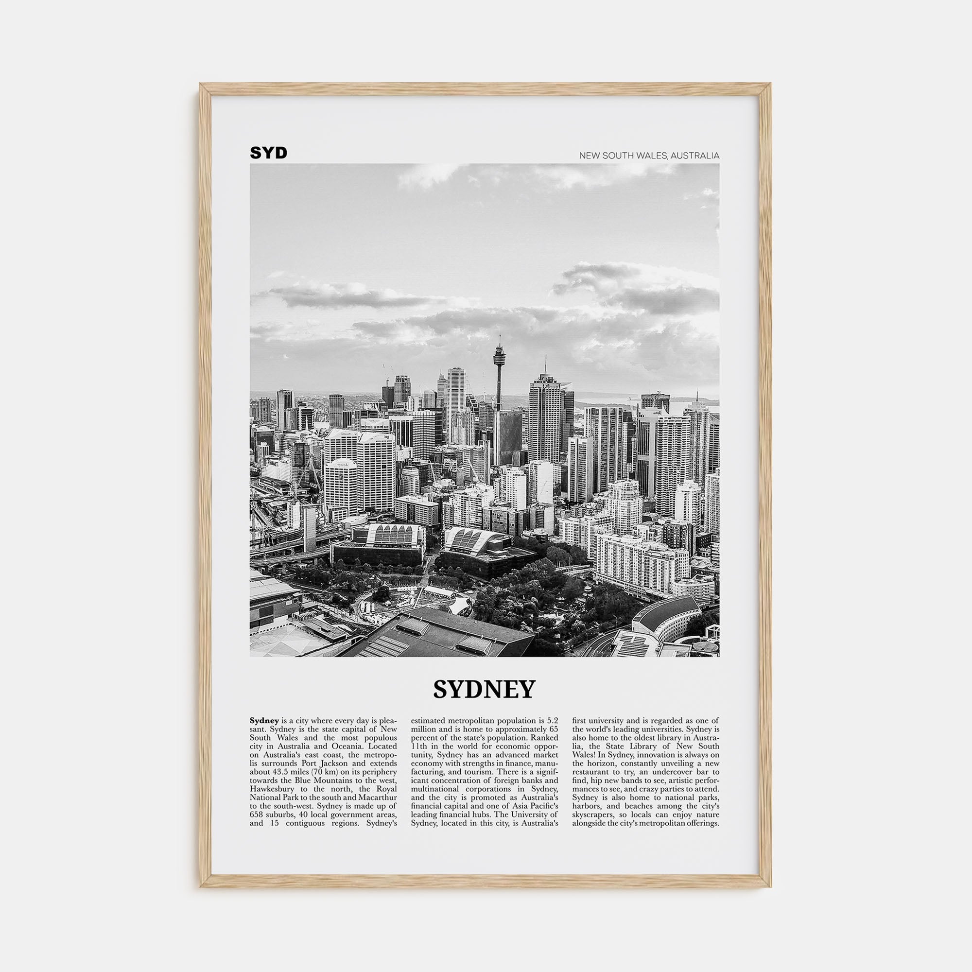 Sydney Travel B&W No 3 Poster