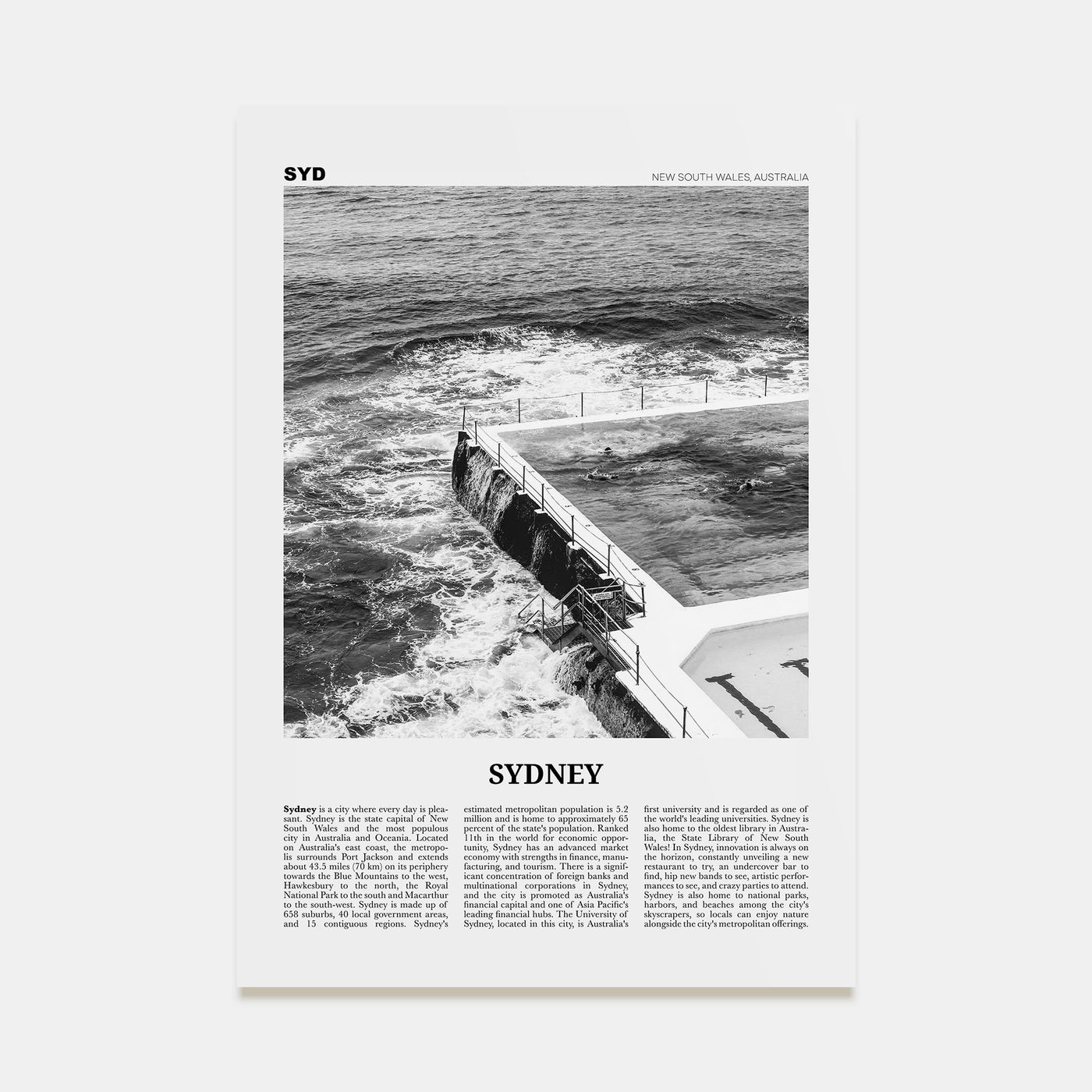 Sydney Travel B&W No 4 Poster