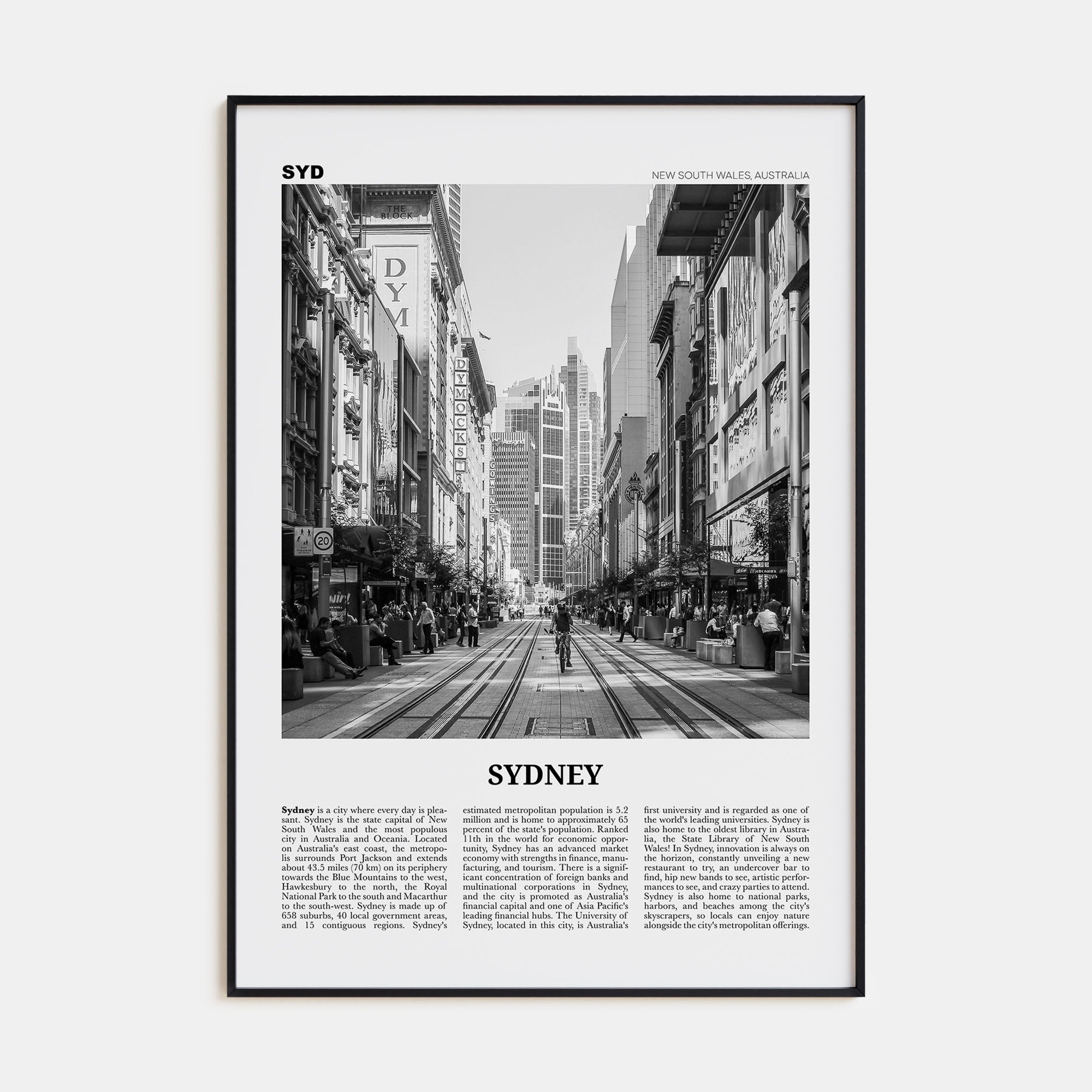 Sydney Travel B&W No 5 Poster