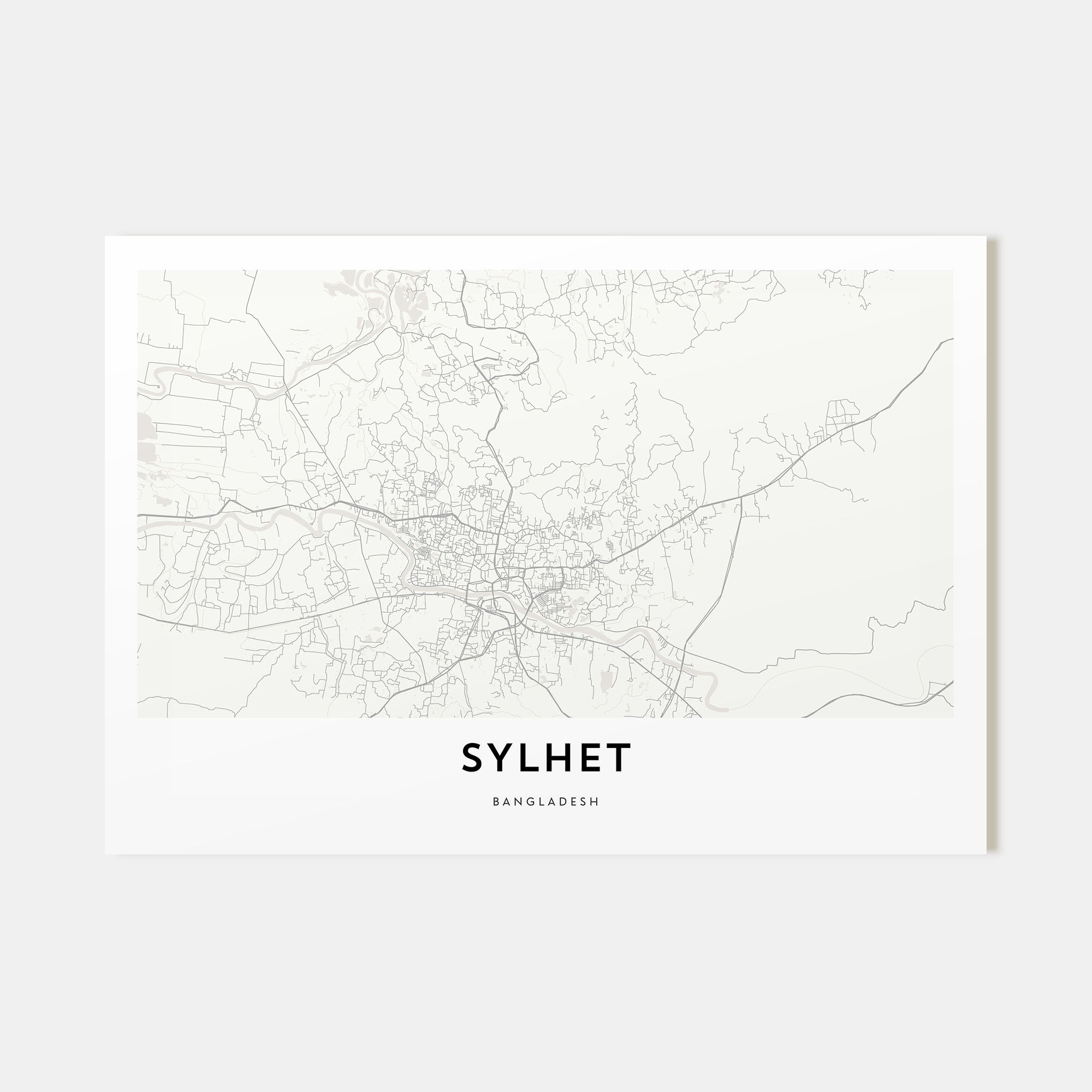 Sylhet Map Landscape Poster