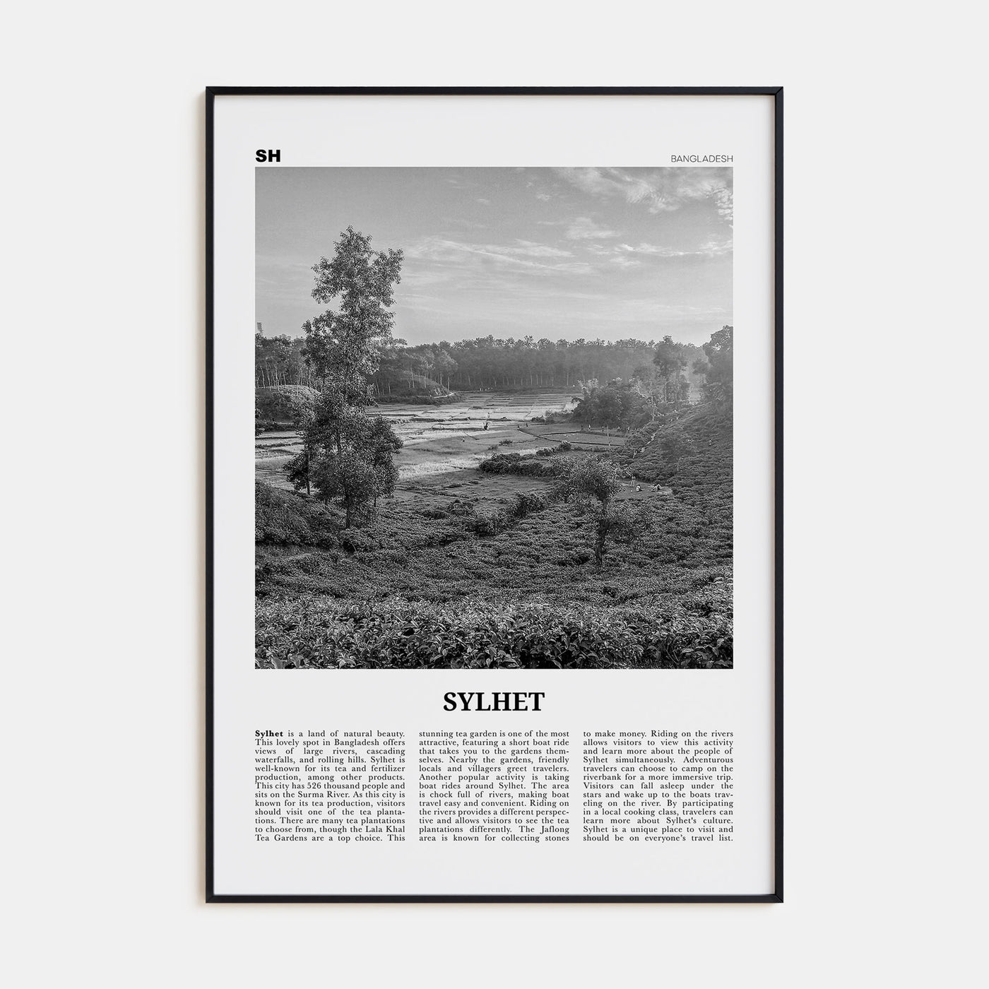 Sylhet Travel B&W Poster