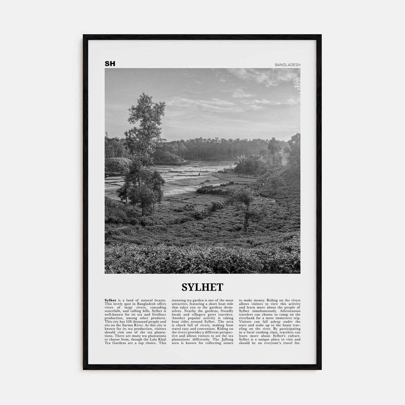 Sylhet Travel B&W Poster