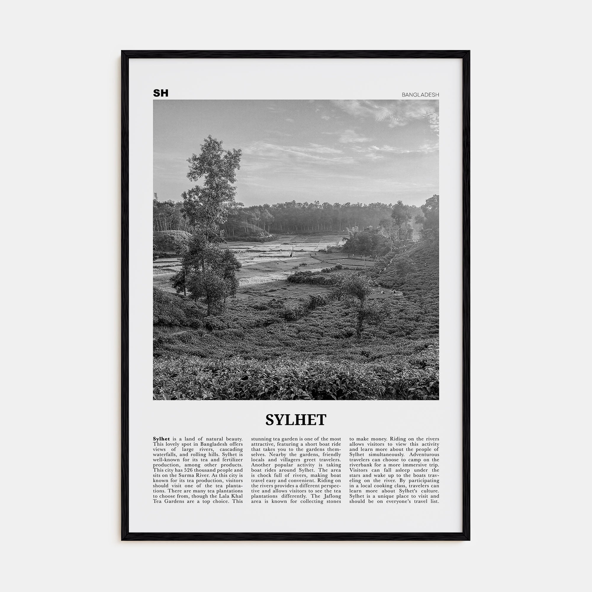 Sylhet Travel B&W Poster
