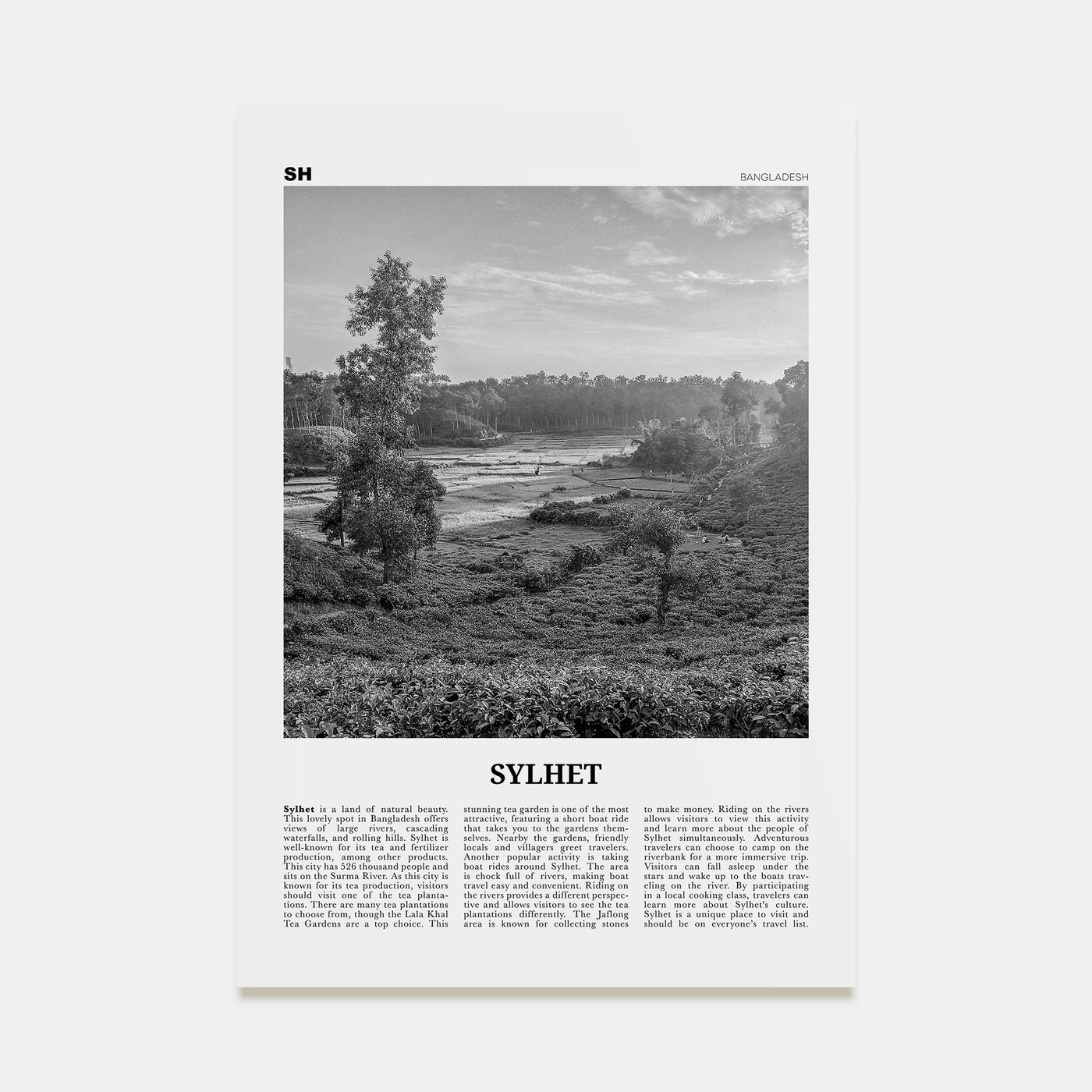 Sylhet Travel B&W Poster