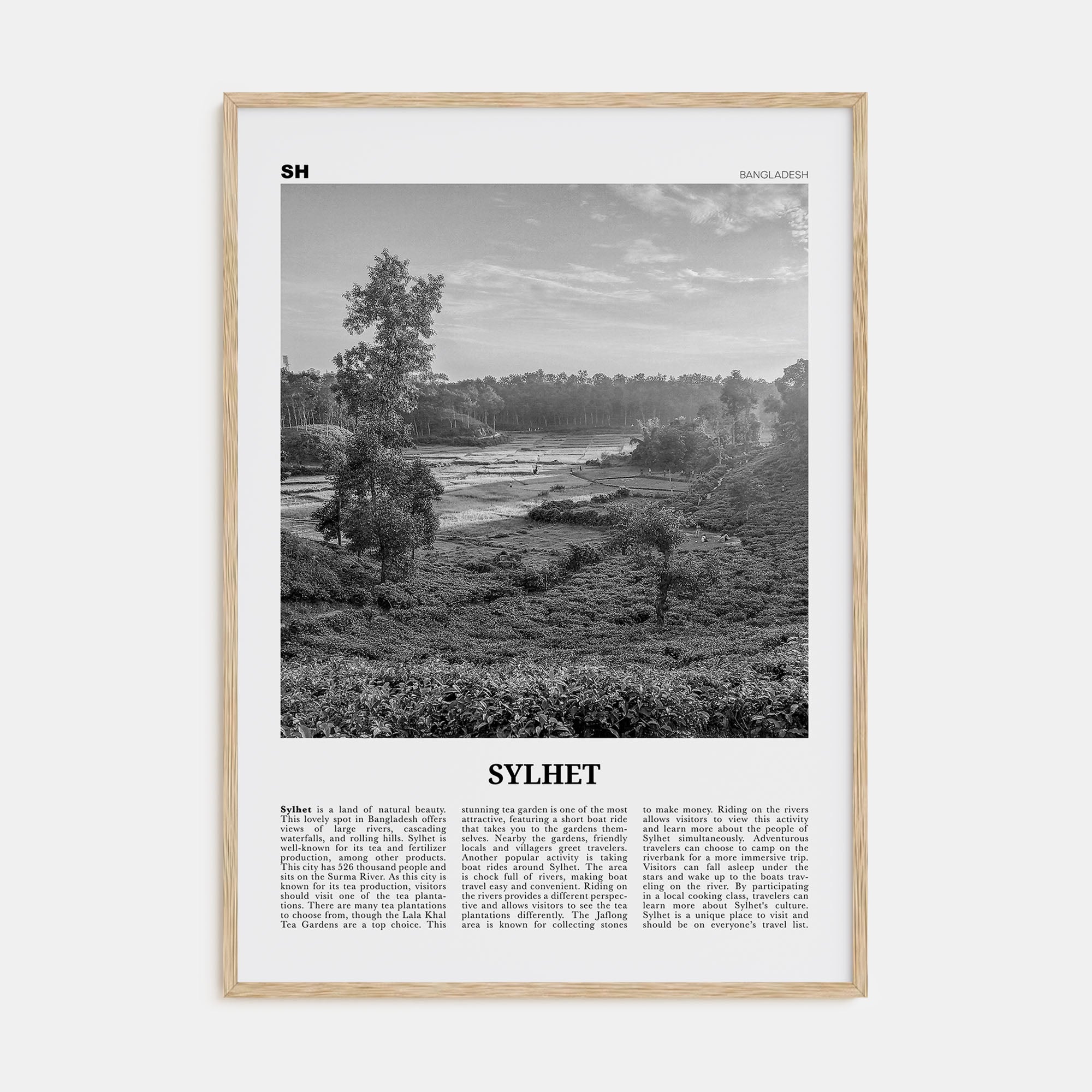 Sylhet Travel B&W Poster