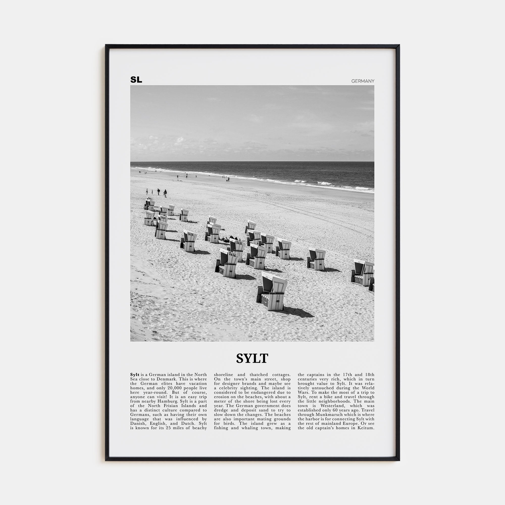 Sylt Travel B&W Poster