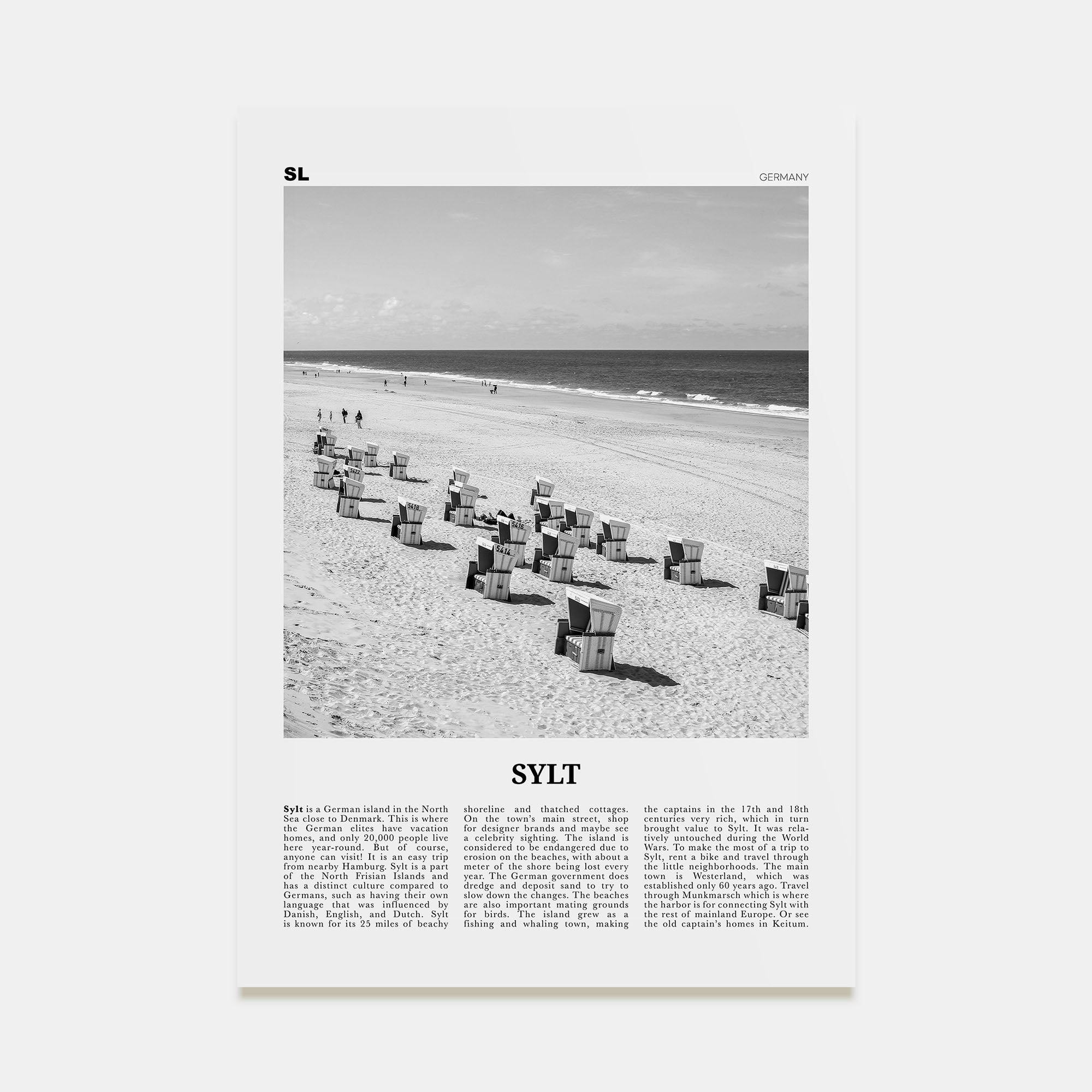 Sylt Travel B&W Poster