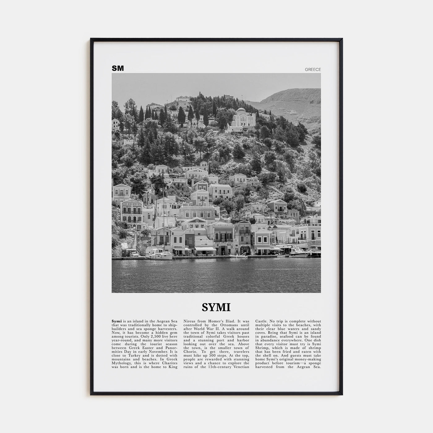 Symi Travel B&W Poster