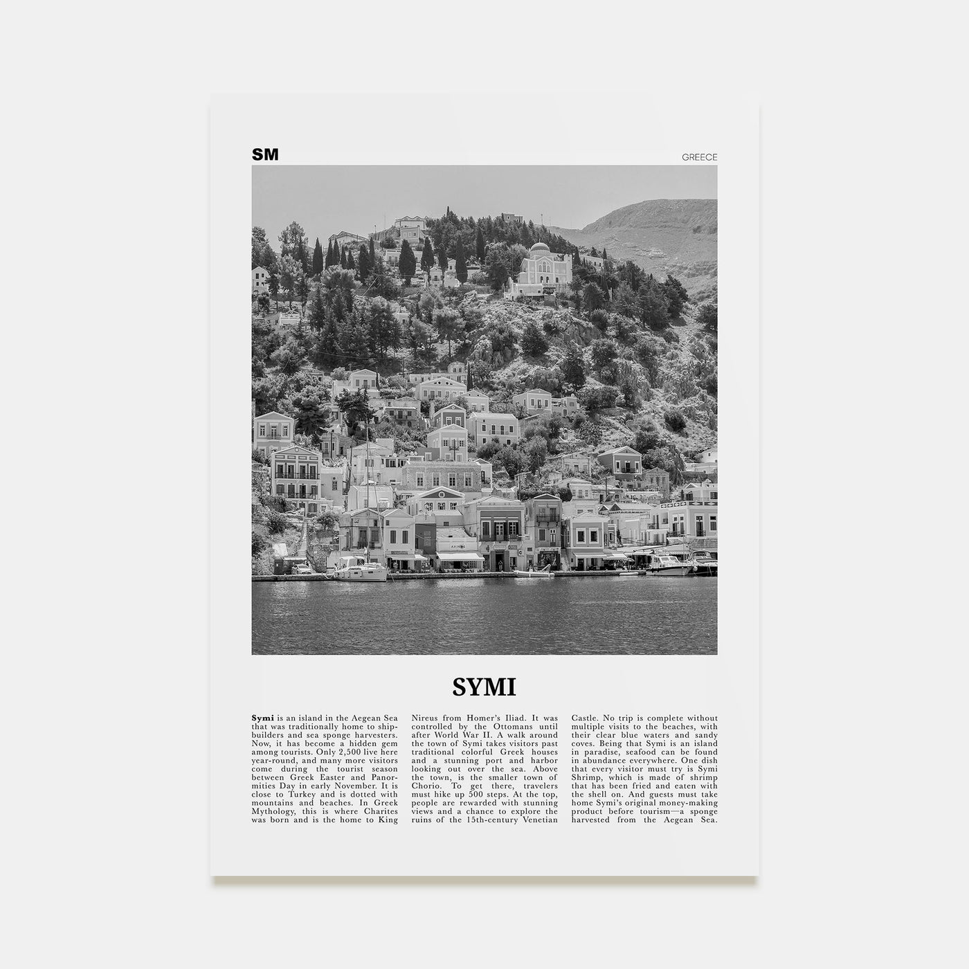 Symi Travel B&W Poster