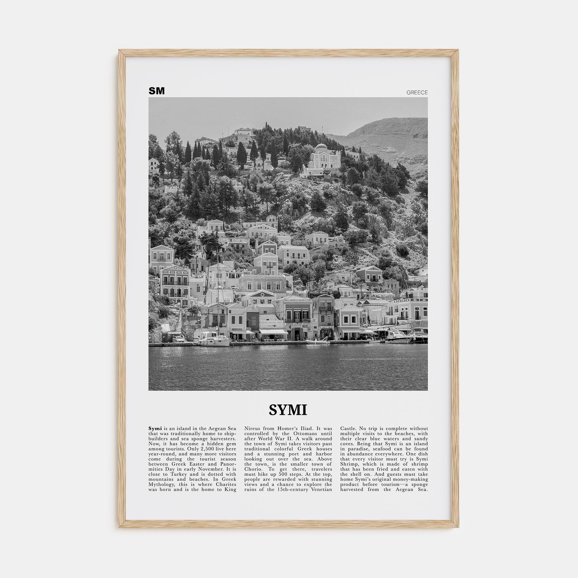 Symi Travel B&W Poster