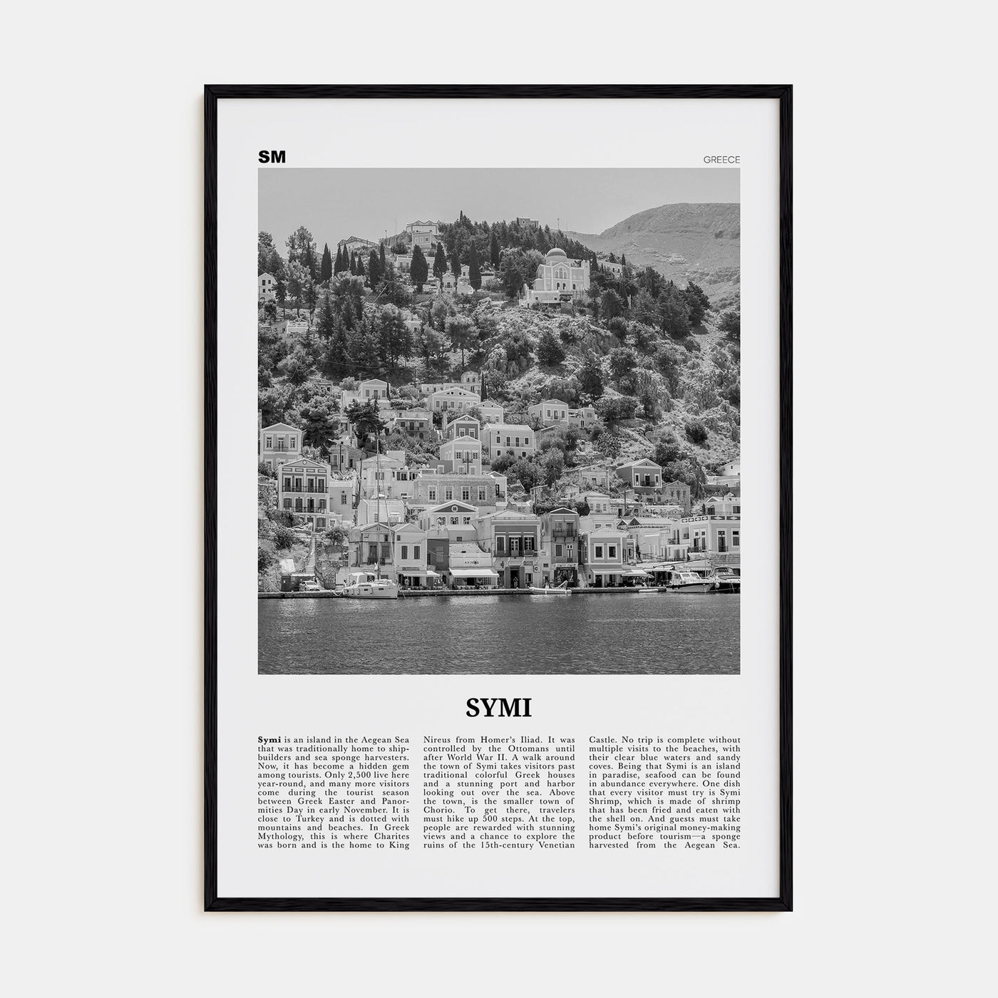 Symi Travel B&W Poster