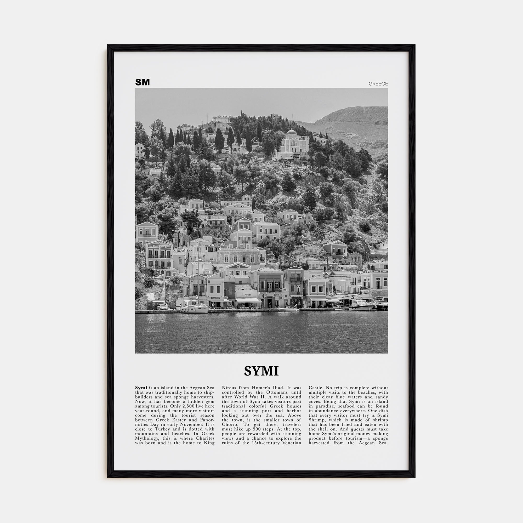 Symi Travel B&W Poster