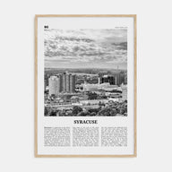 Syracuse, New York Travel B&W Poster