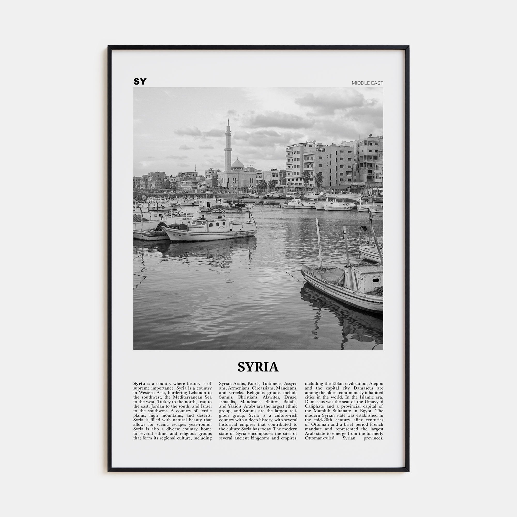 Syria Travel B&W Poster