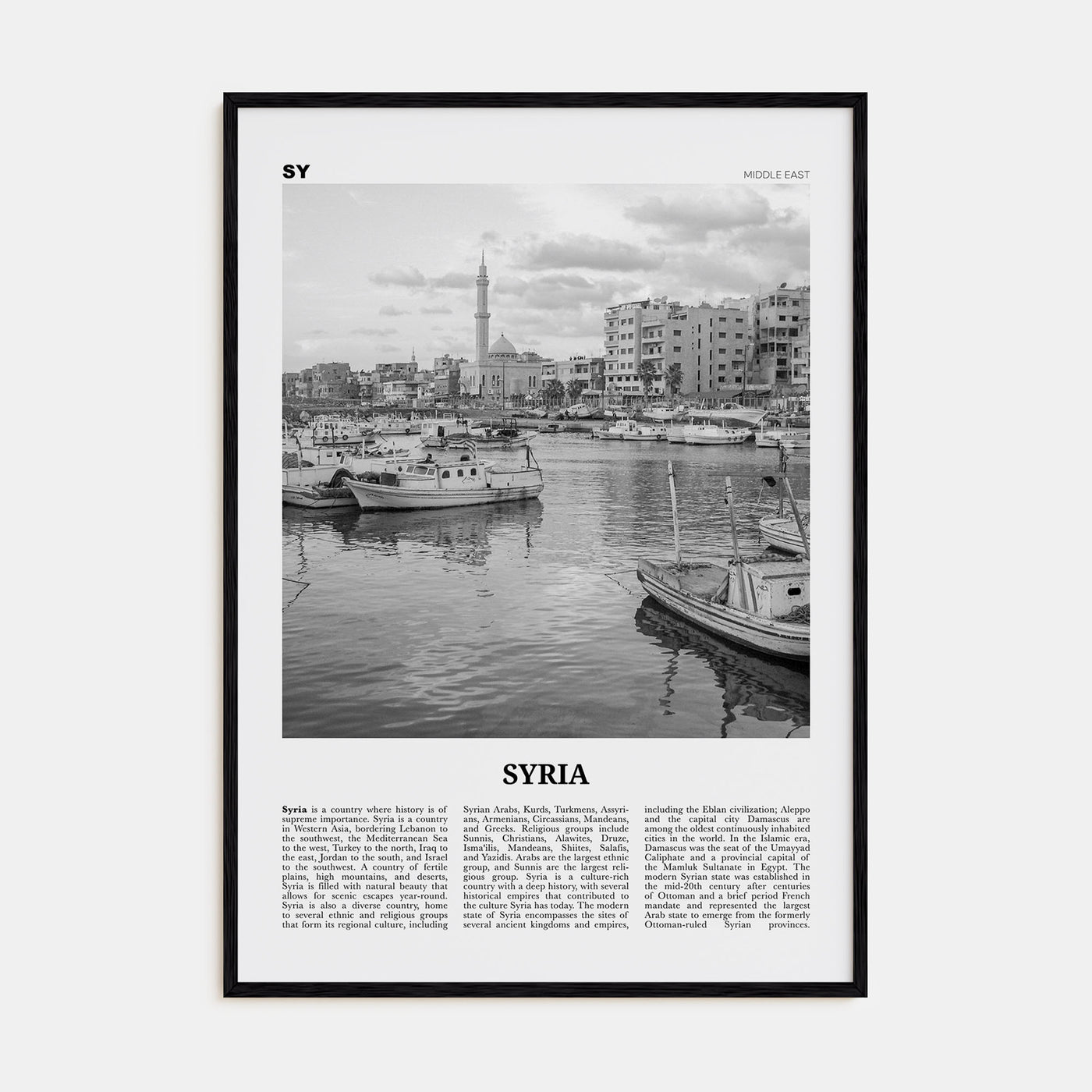 Syria Travel B&W Poster