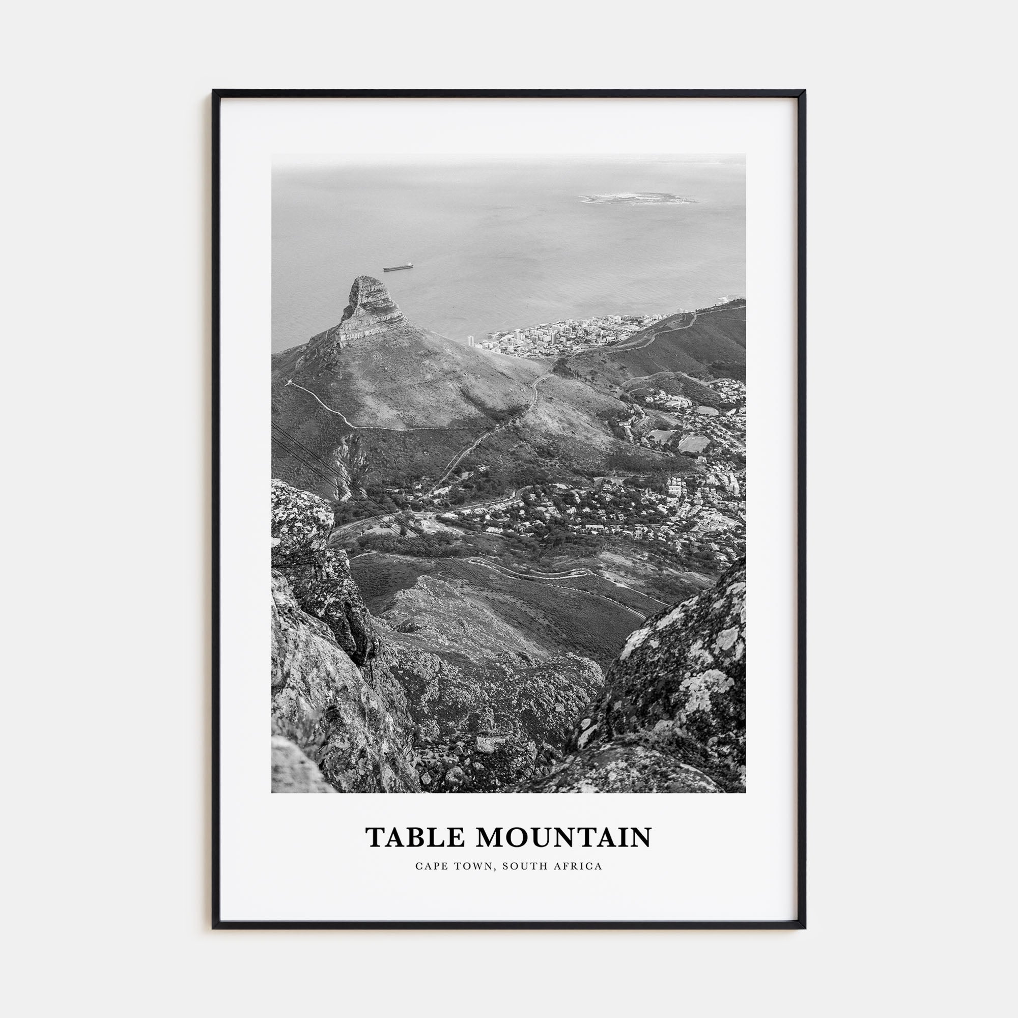 Table Mountain Portrait B&W Poster