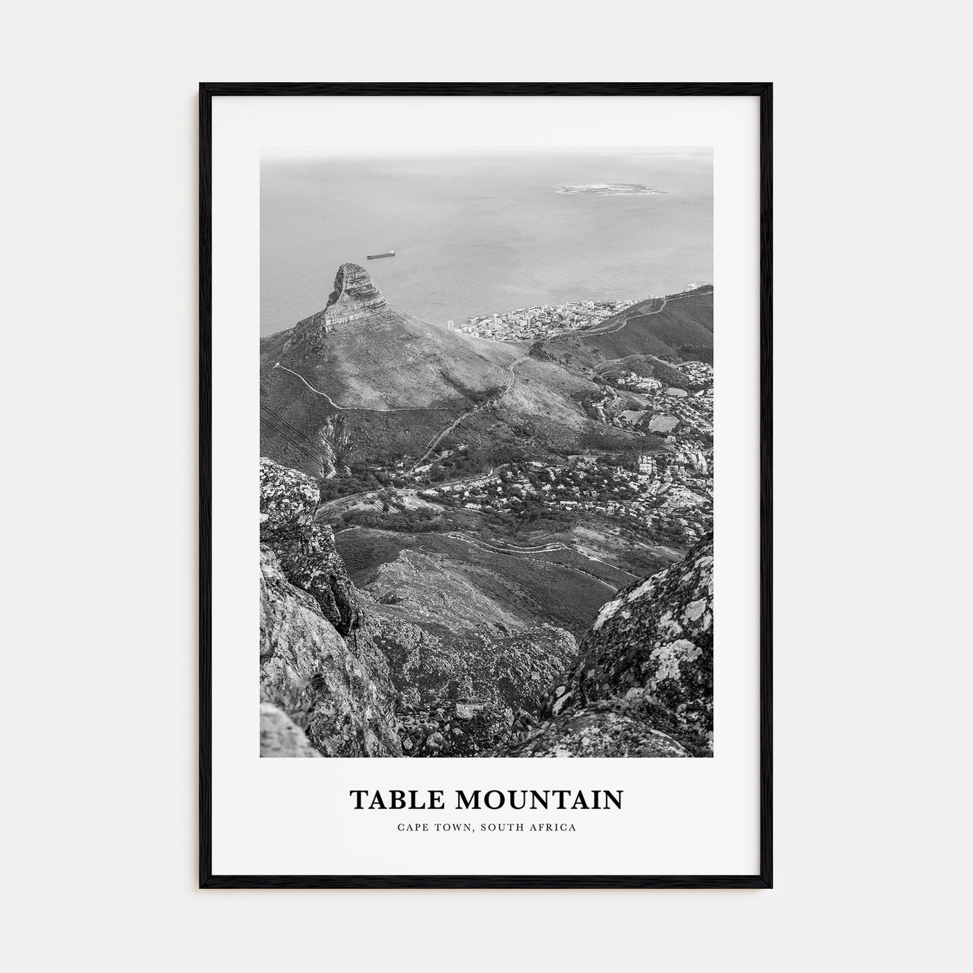 Table Mountain Portrait B&W Poster
