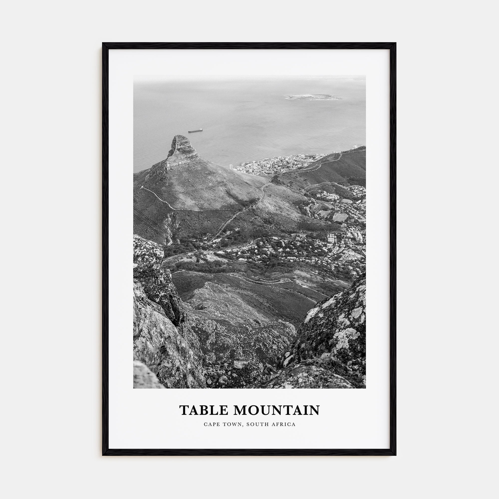 Table Mountain Portrait B&W Poster