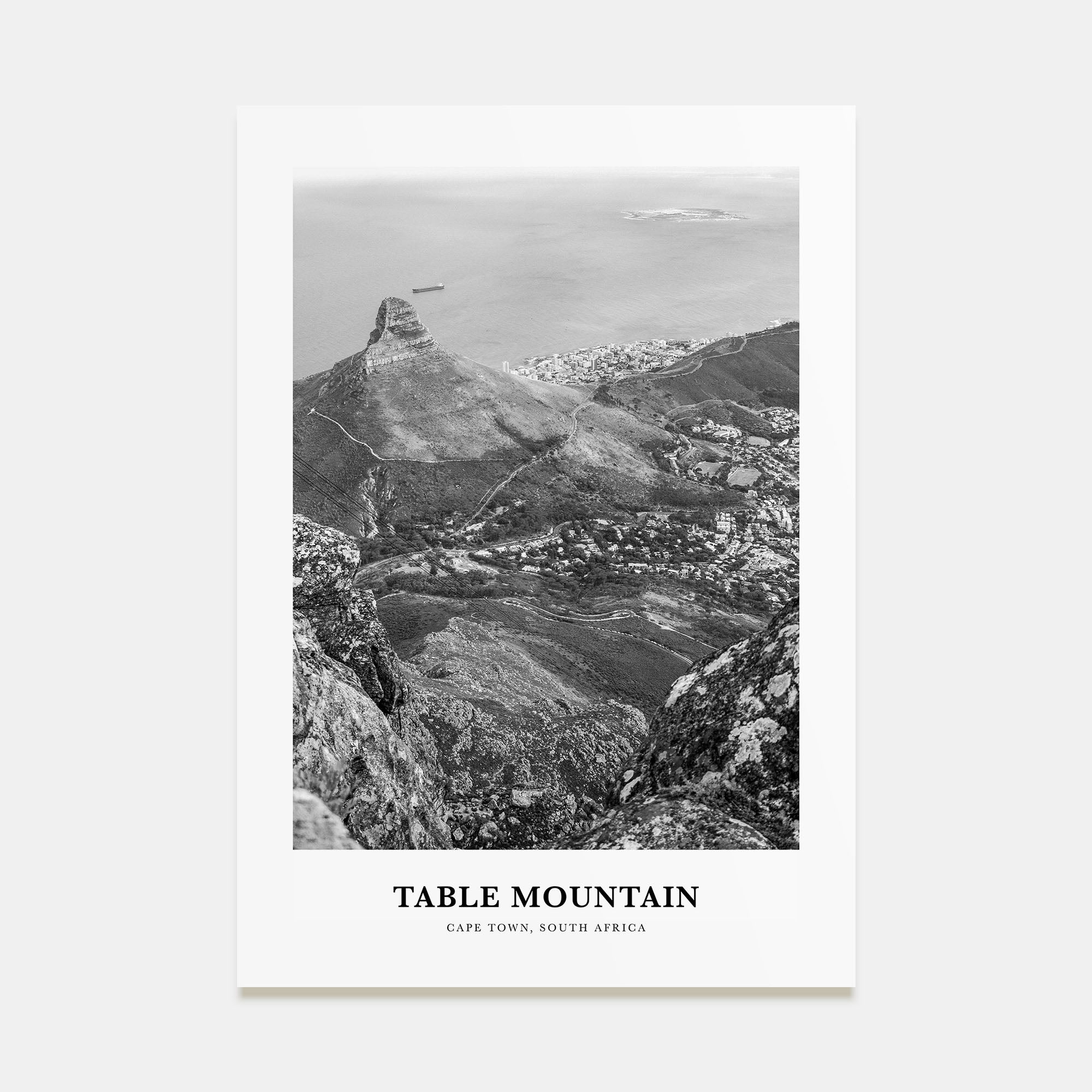 Table Mountain Portrait B&W Poster