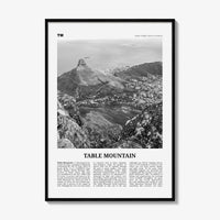 Table Mountain Print Black and White, Table Mountain Wall Art, Table Mountain Poster, Table Mountain Photo, South Africa, Cape Town