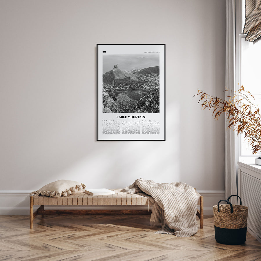 Table Mountain Travel B&W Poster