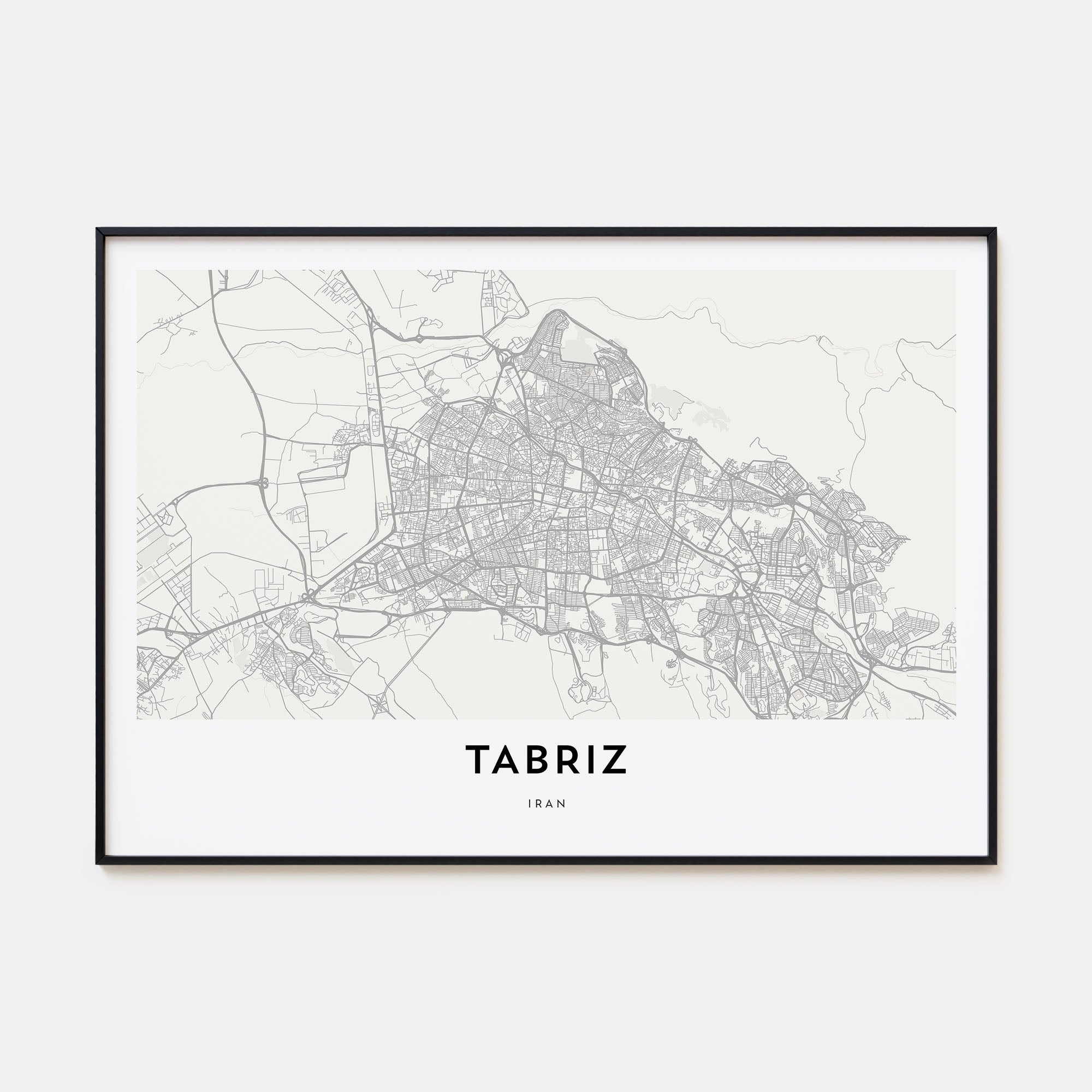 Tabriz Map Landscape Poster