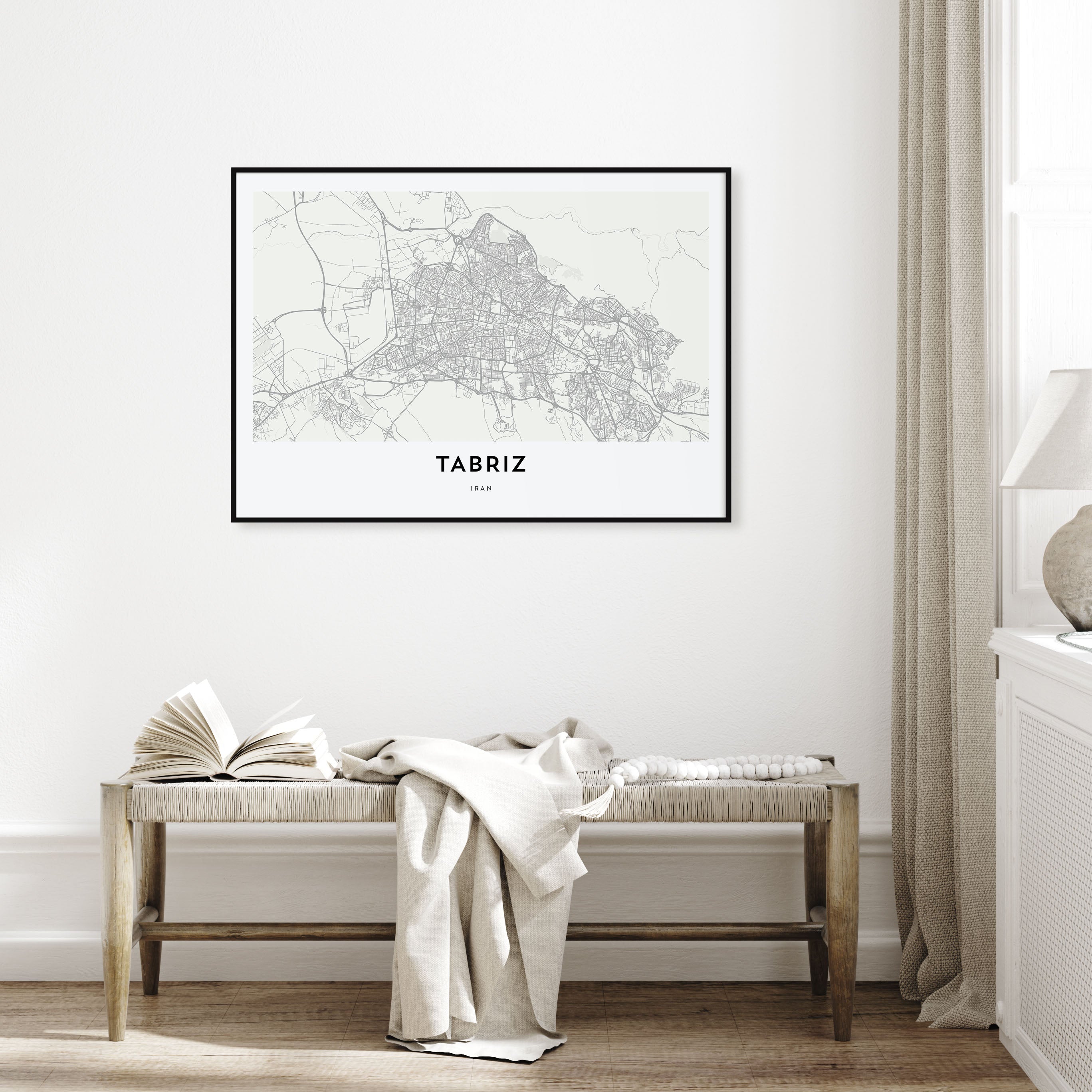 Tabriz Map Landscape Poster