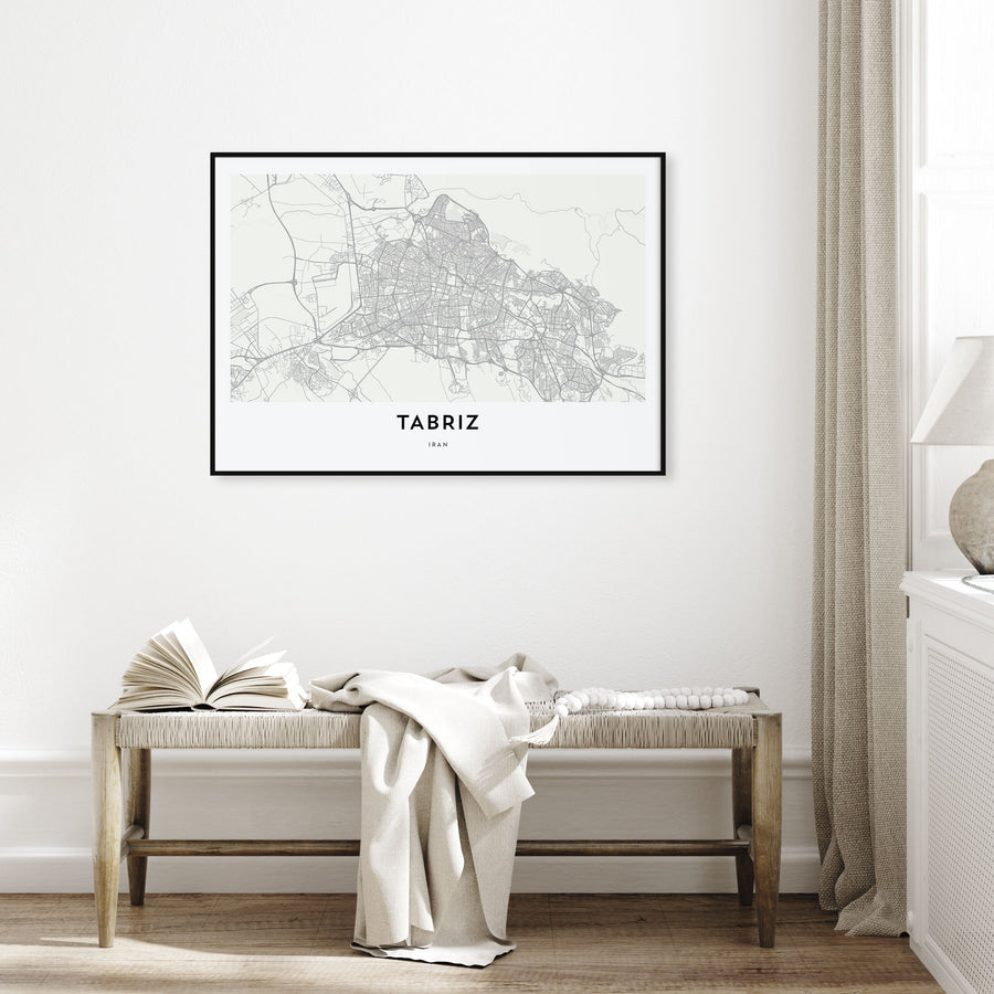 Tabriz Map Landscape Poster