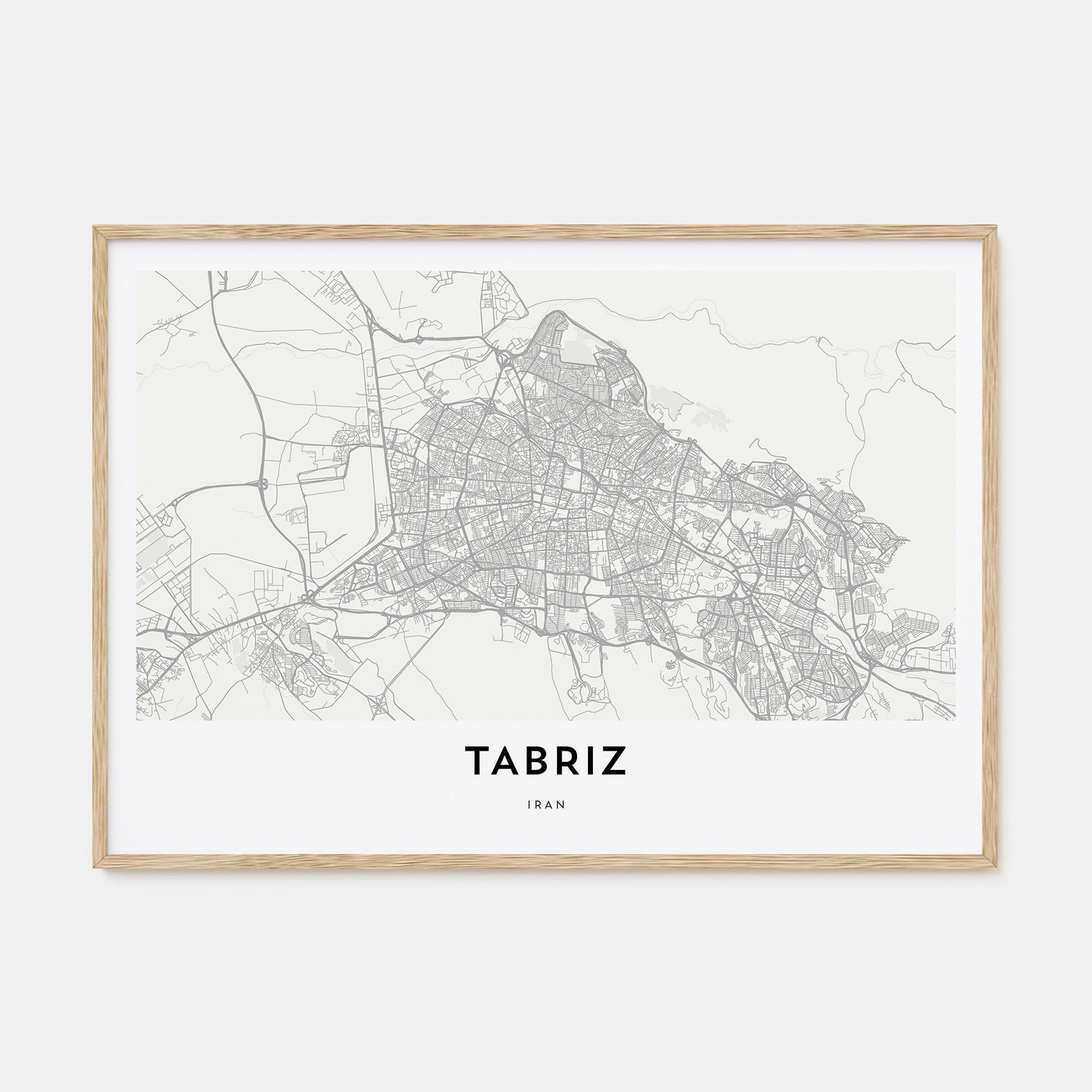 Tabriz Map Landscape Poster
