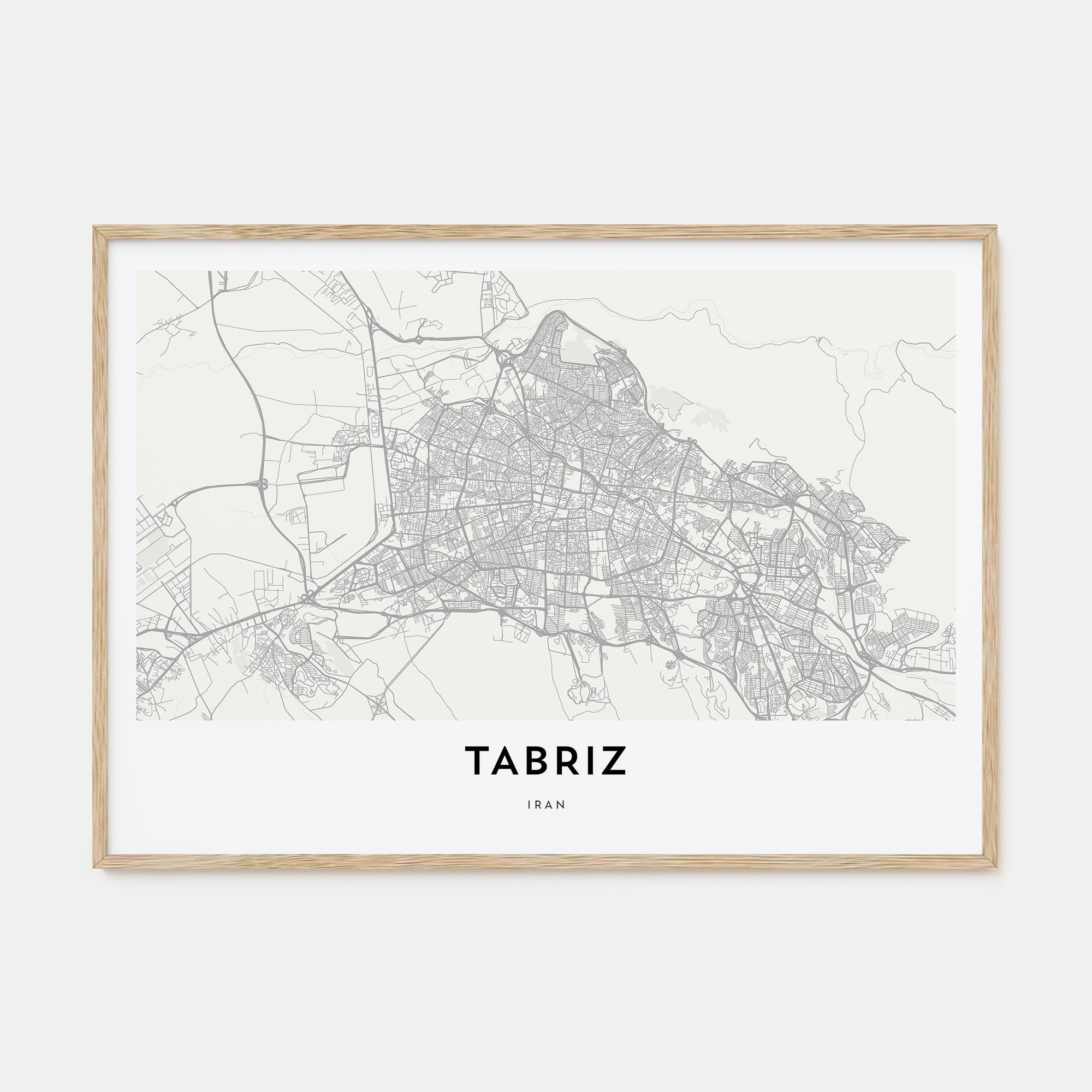 Tabriz Map Landscape Poster