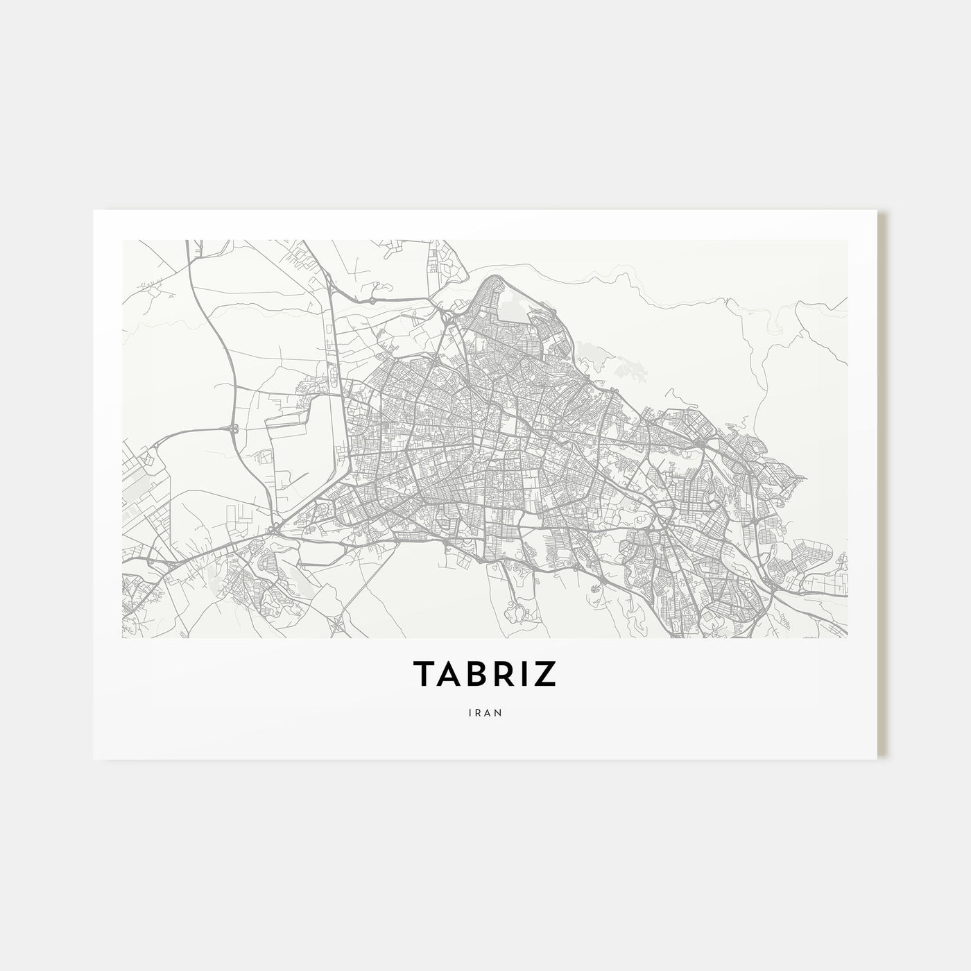Tabriz Map Landscape Poster