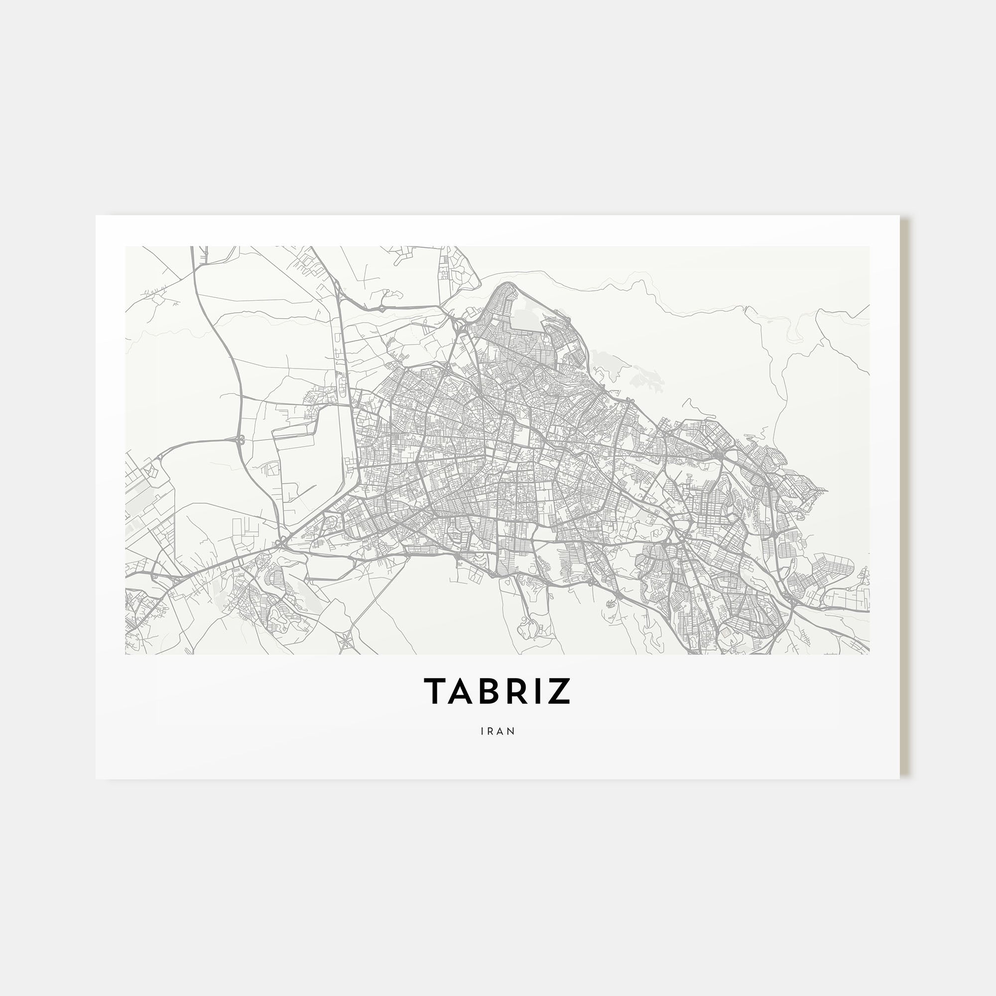 Tabriz Map Landscape Poster