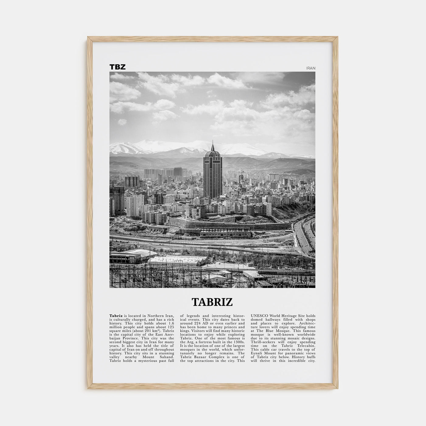 Tabriz Travel B&W Poster